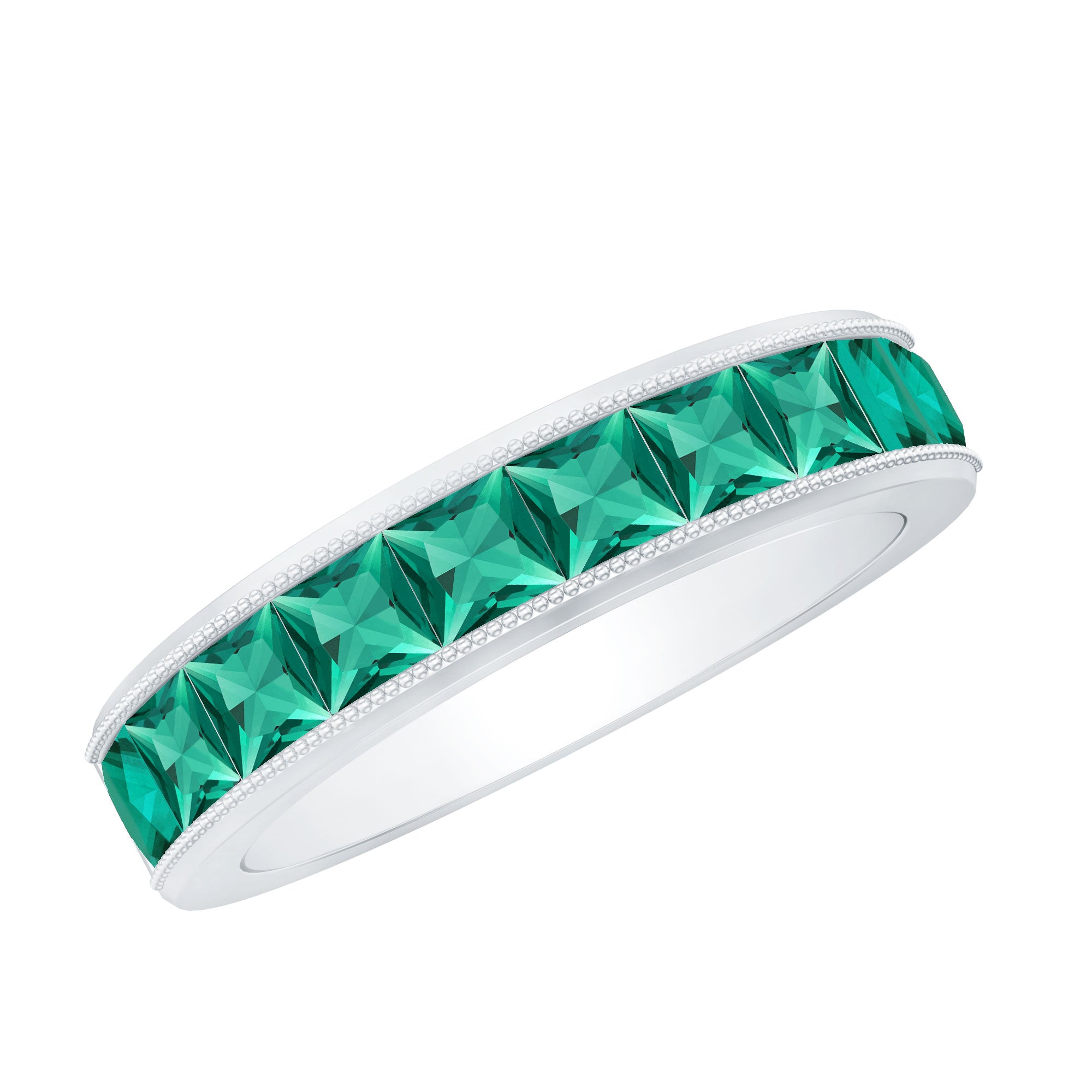 Princess Cut Lab Created Emerald Half Eternity Band