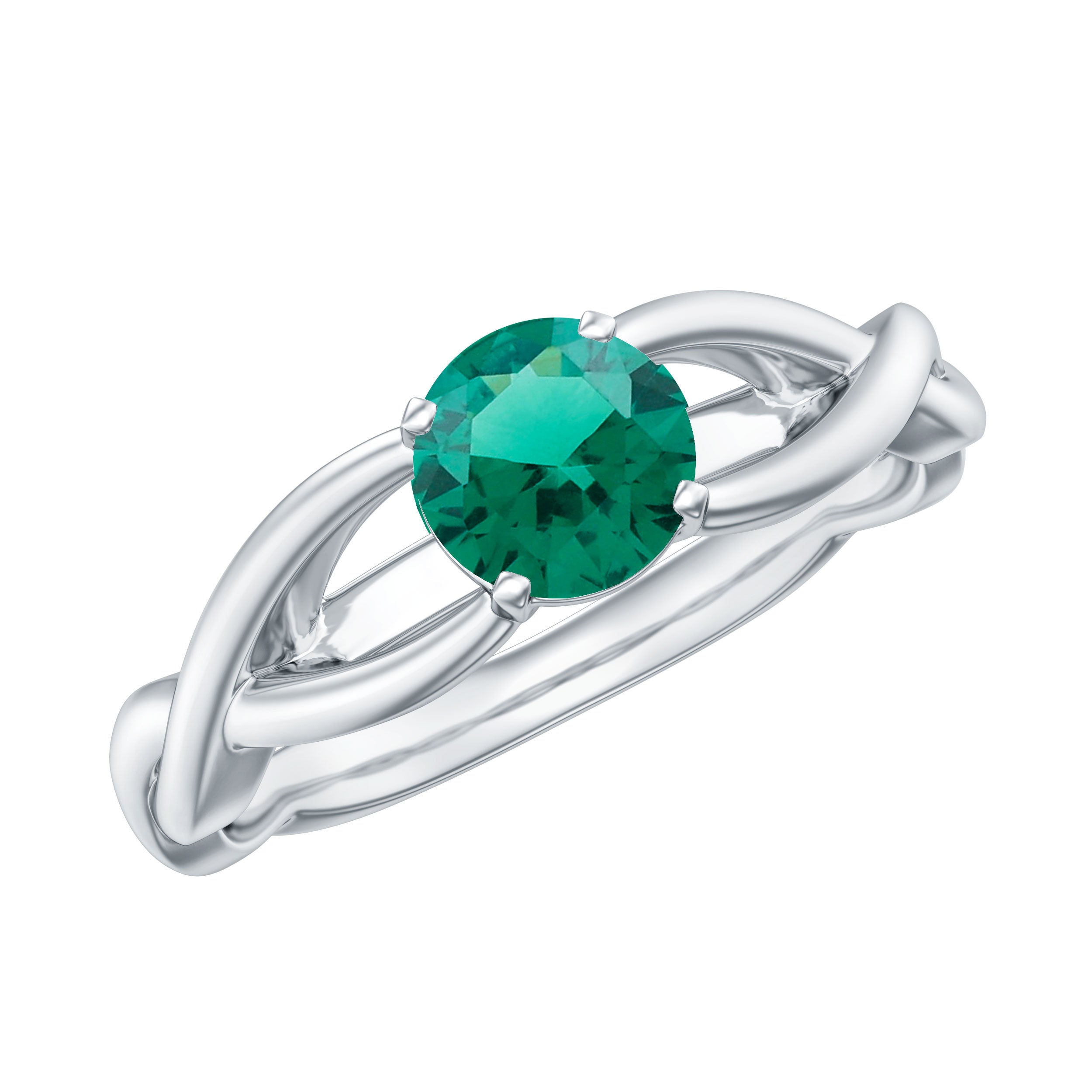 Rosec Jewels-Certified Lab Grown Emerald Crossover Ring with Diamond