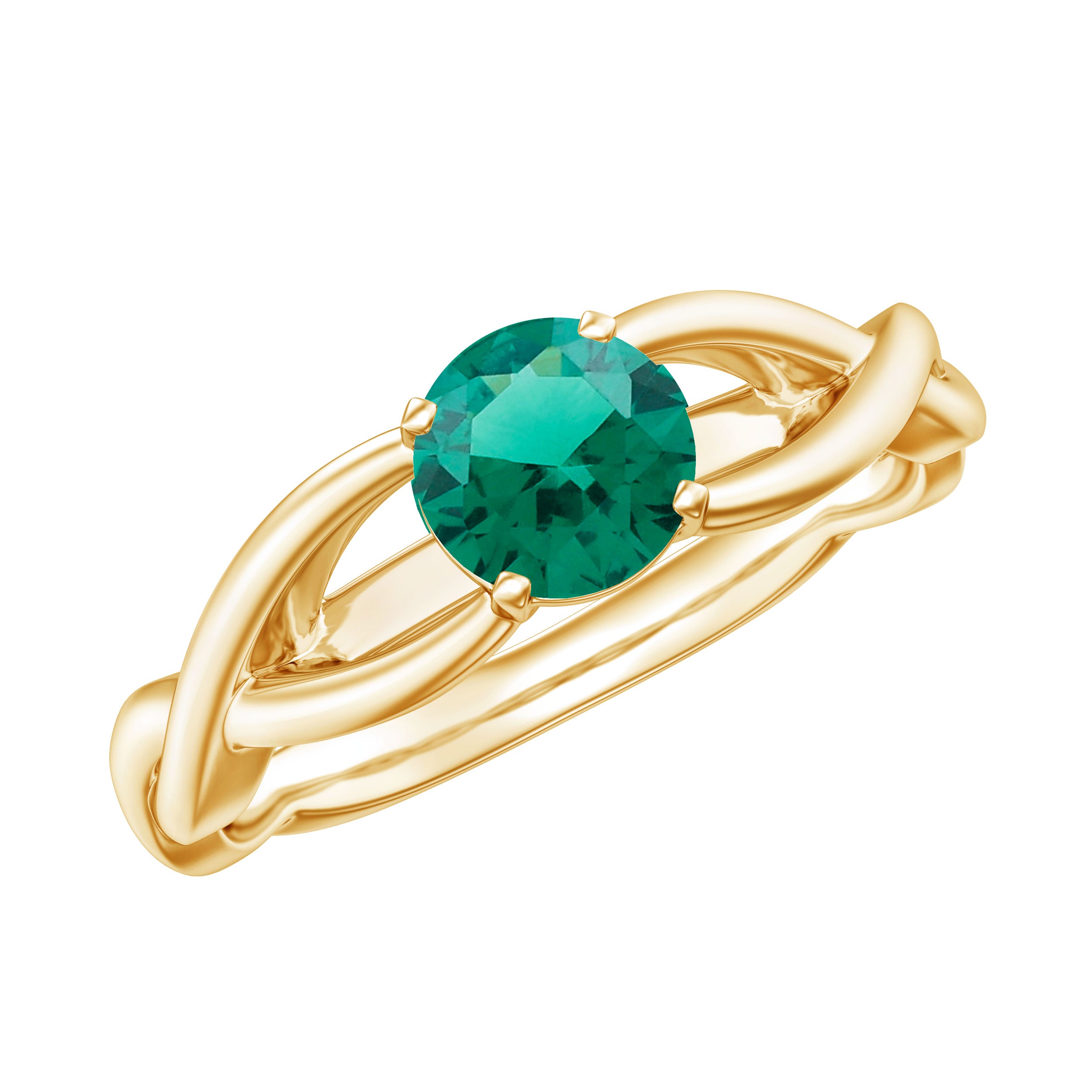 Rosec Jewels-Certified Lab Grown Emerald Crossover Ring with Diamond