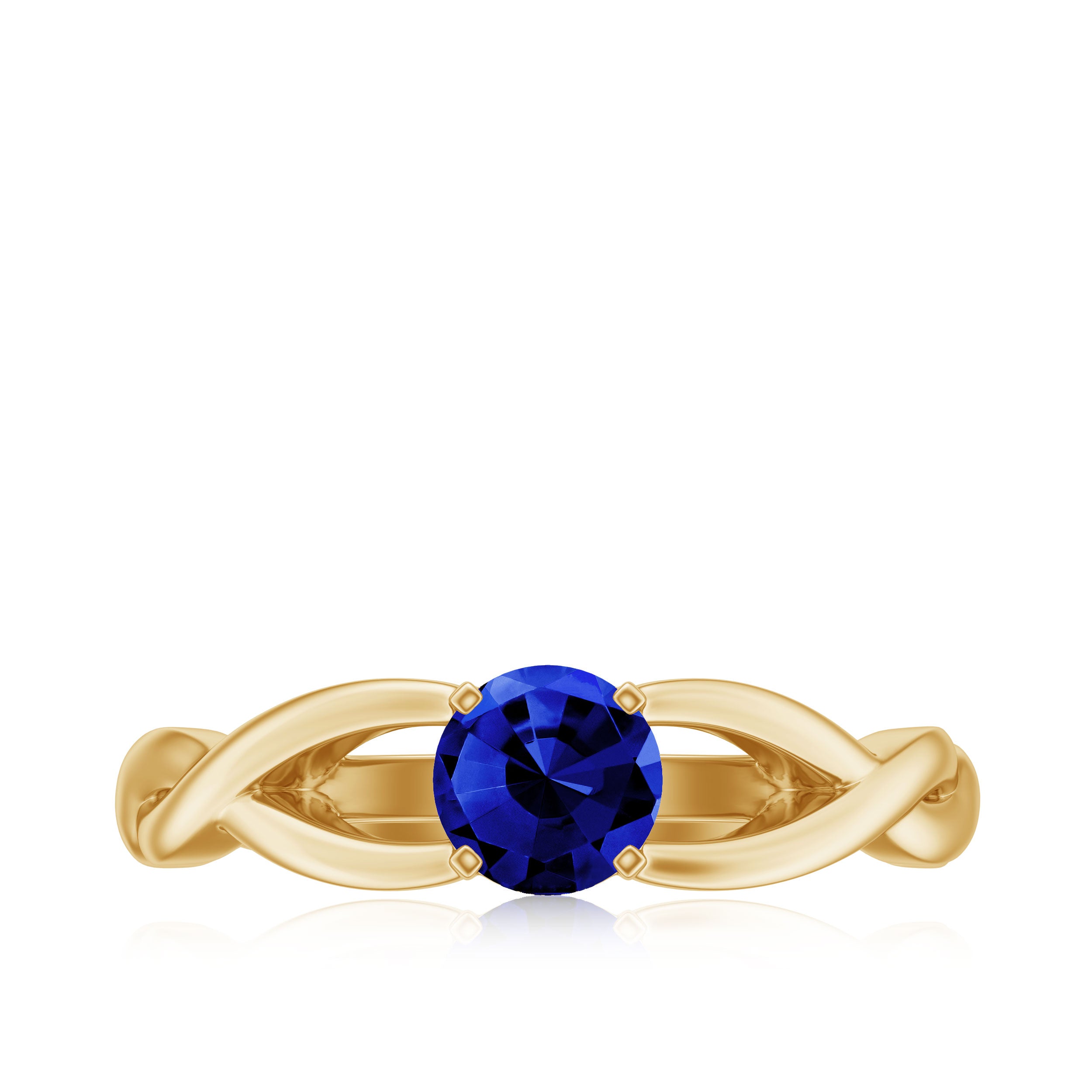 Certified 0.6 Carat Lab Grown Blue Sapphire Promise Ring with Surprise Diamond AAAA - Rosec Jewels