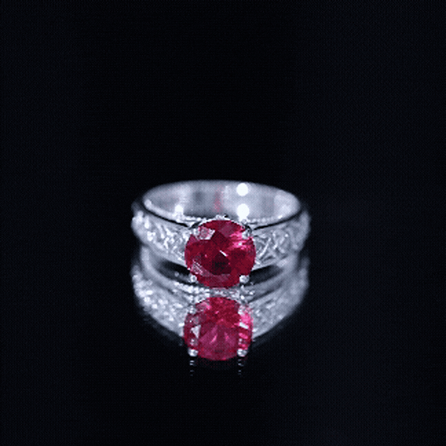 Vintage Style Created Ruby Celtic Knot Band Ring with Surprise Diamond AAAA - Rosec Jewels
