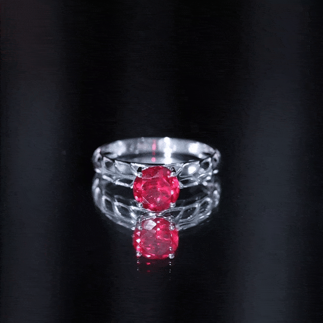 Rosec Jewels-7 MM Lab Created Ruby Solitaire Gold Filigree Ring