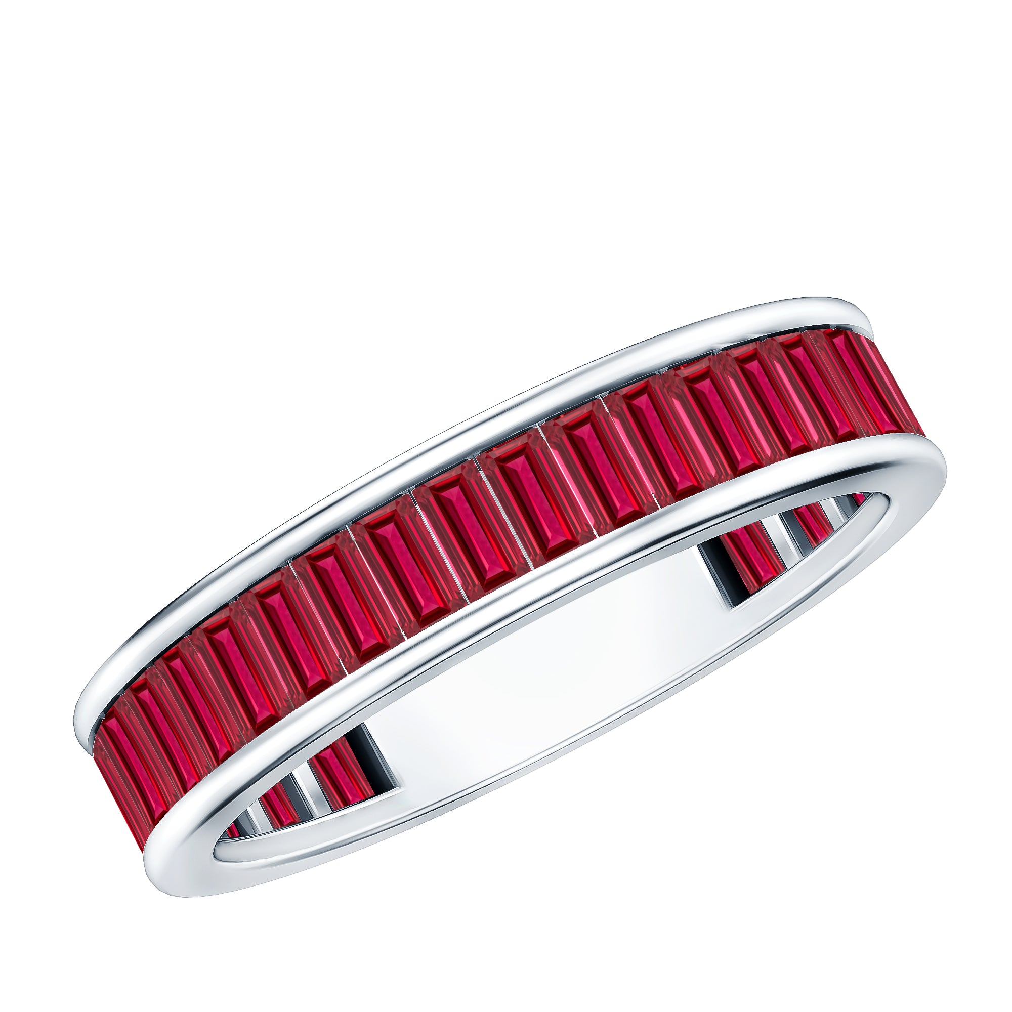 Certified Lab Grown Ruby Baguette Eternity Band for Women AAAA - Rosec Jewels