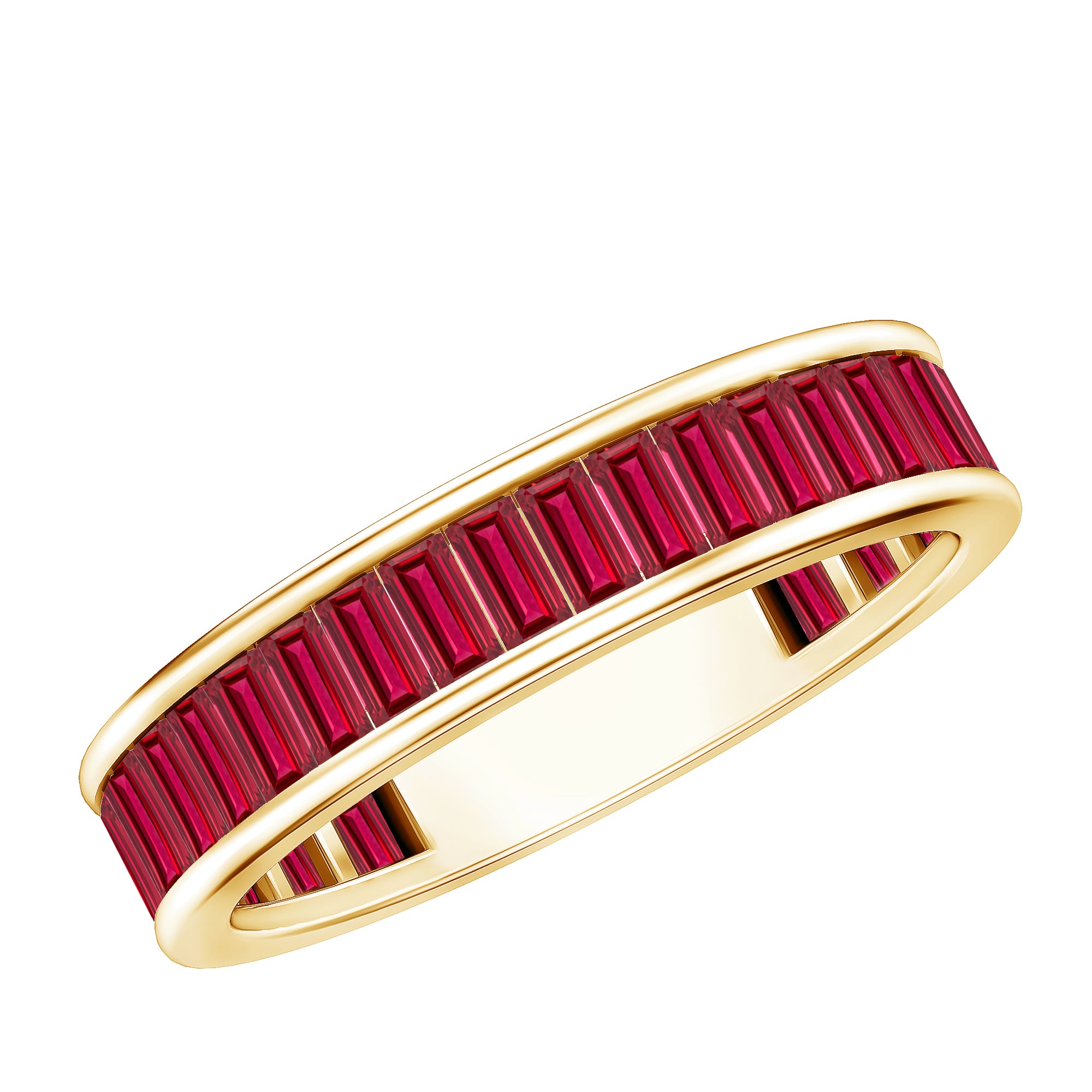 Certified Lab Grown Ruby Baguette Eternity Band for Women AAAA - Rosec Jewels