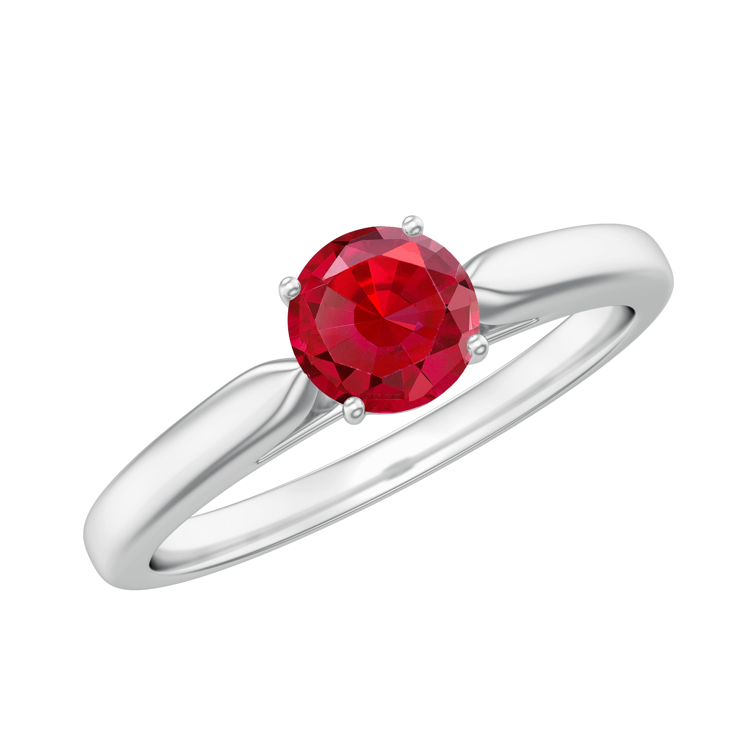 Solitaire Lab Made Ruby Promise Ring with Certificate AAAA - Rosec Jewels