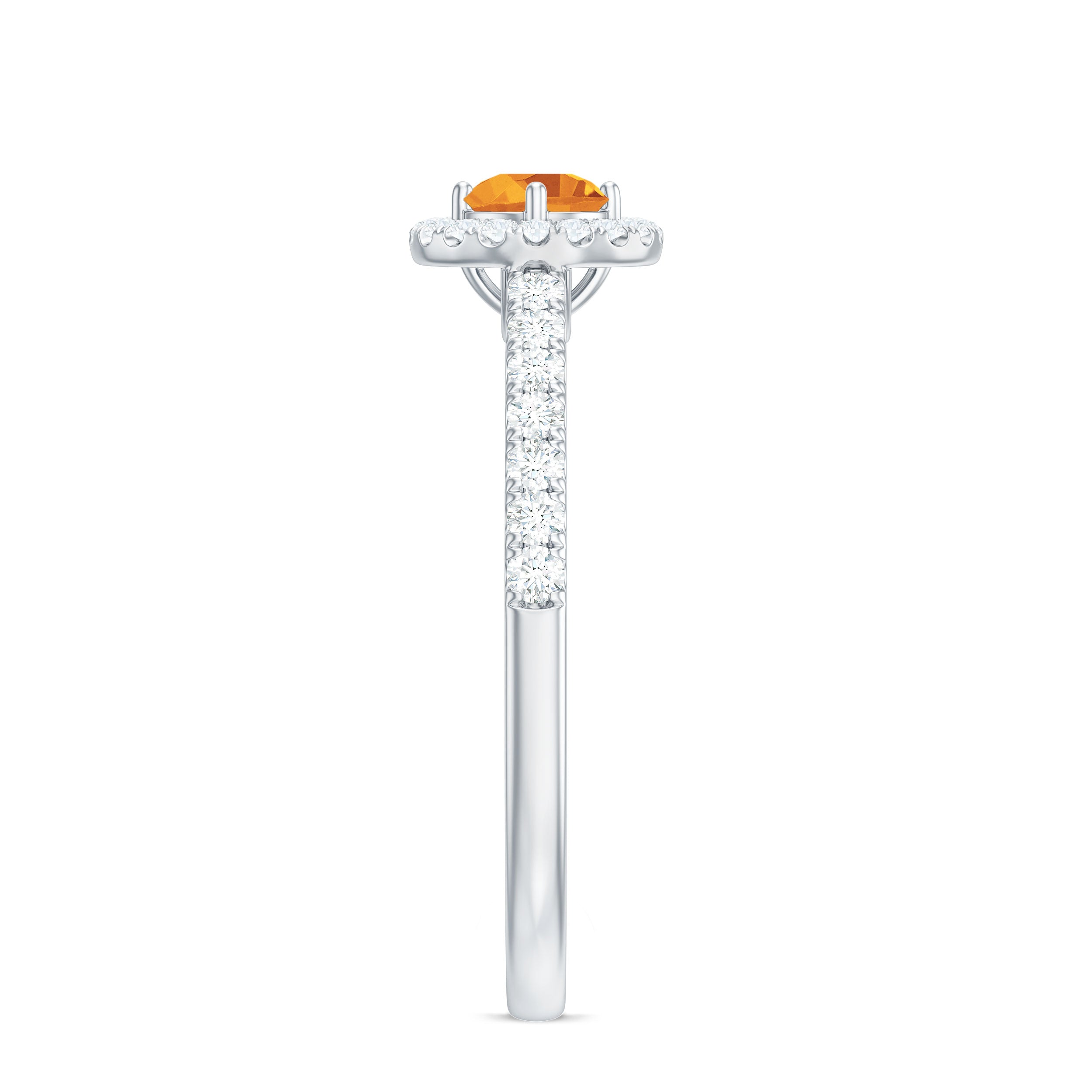 Minimalist Citrine Diamond Engagement Ring with Halo AAA - Rosec Jewels