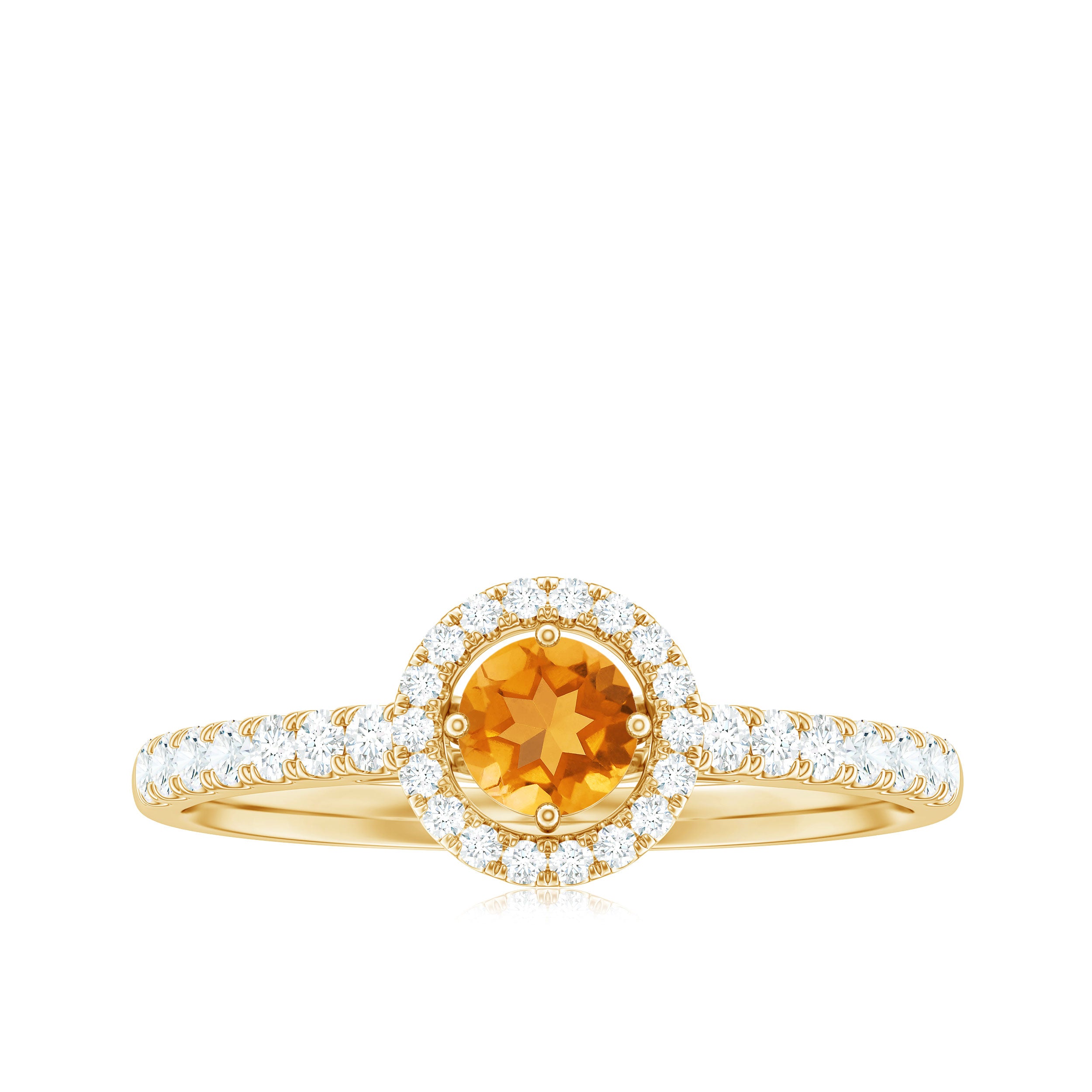 Minimalist Citrine Diamond Engagement Ring with Halo AAA - Rosec Jewels