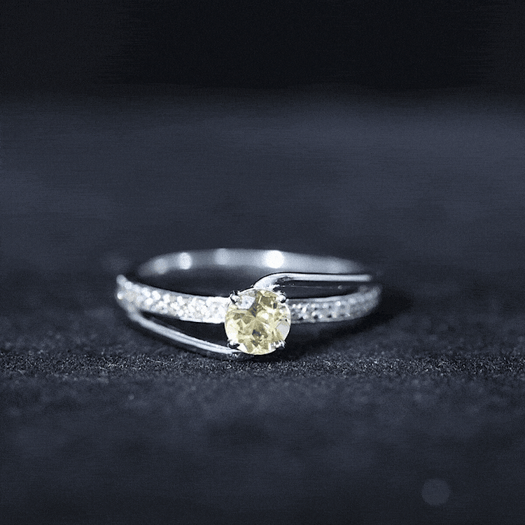 Natural Citrine Engagement Ring with Diamond Bypass Shank AAA - Rosec Jewels