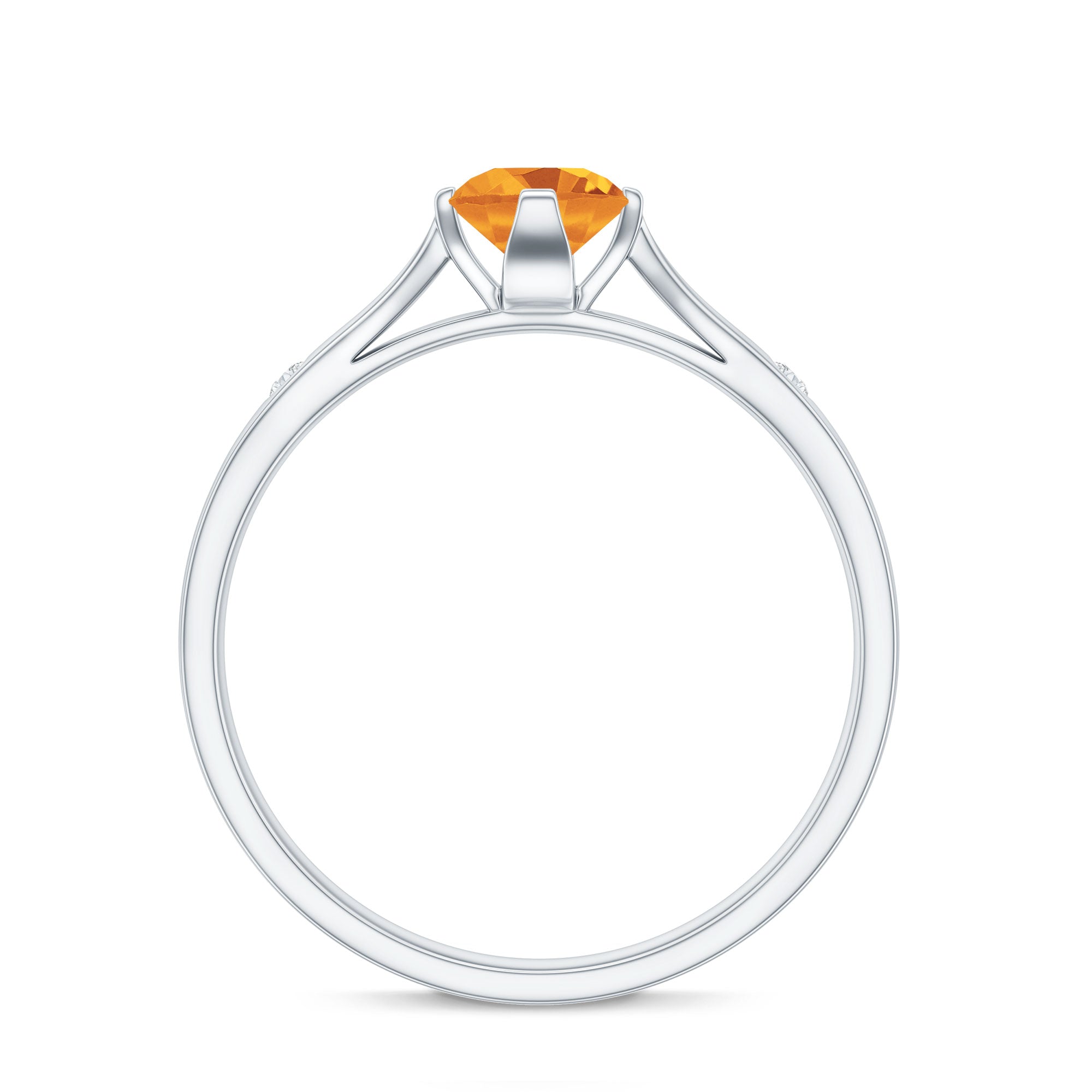 Certified Real Citrine Promise Ring with Diamond AAA - Rosec Jewels