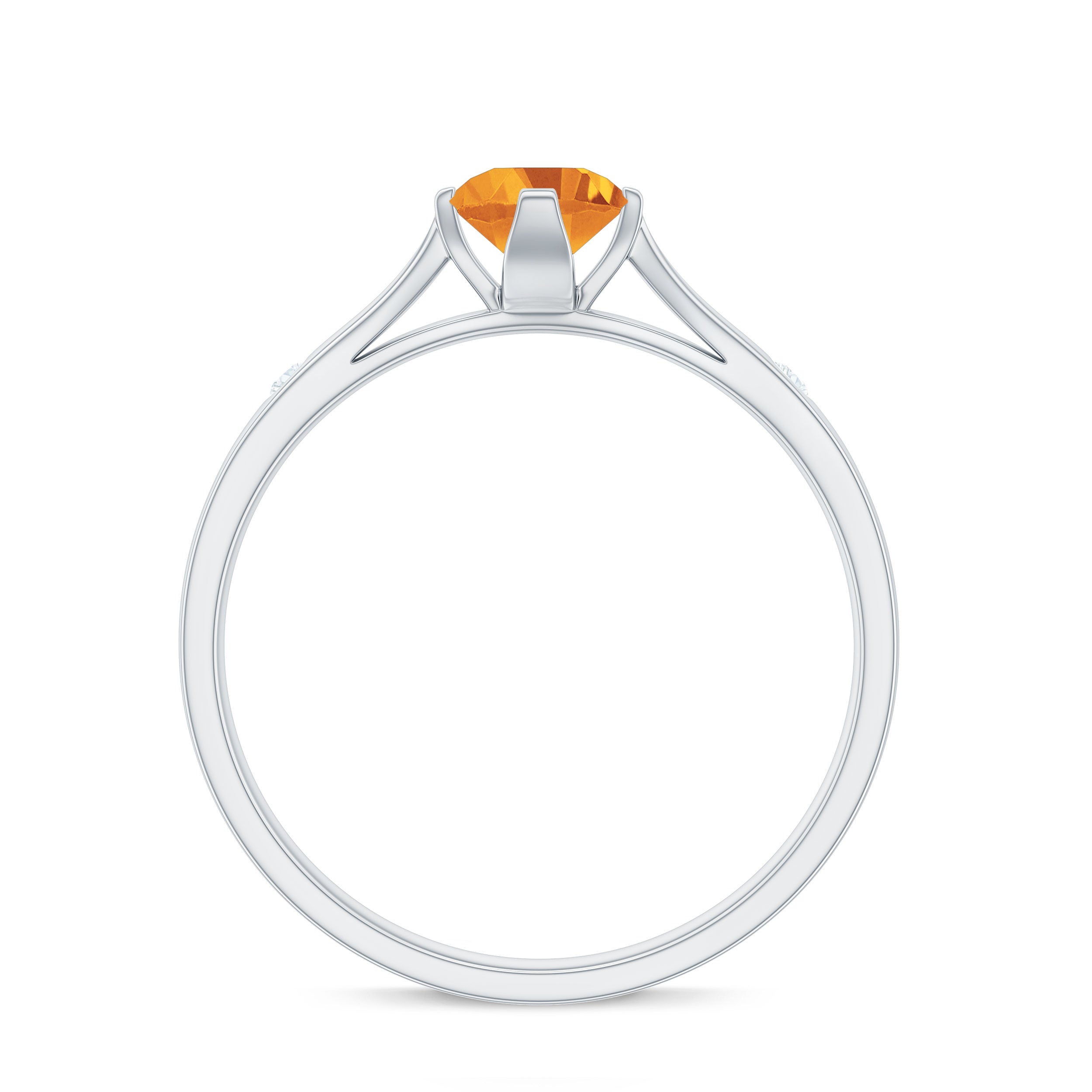 Certified Real Citrine Promise Ring with Diamond AAA - Rosec Jewels