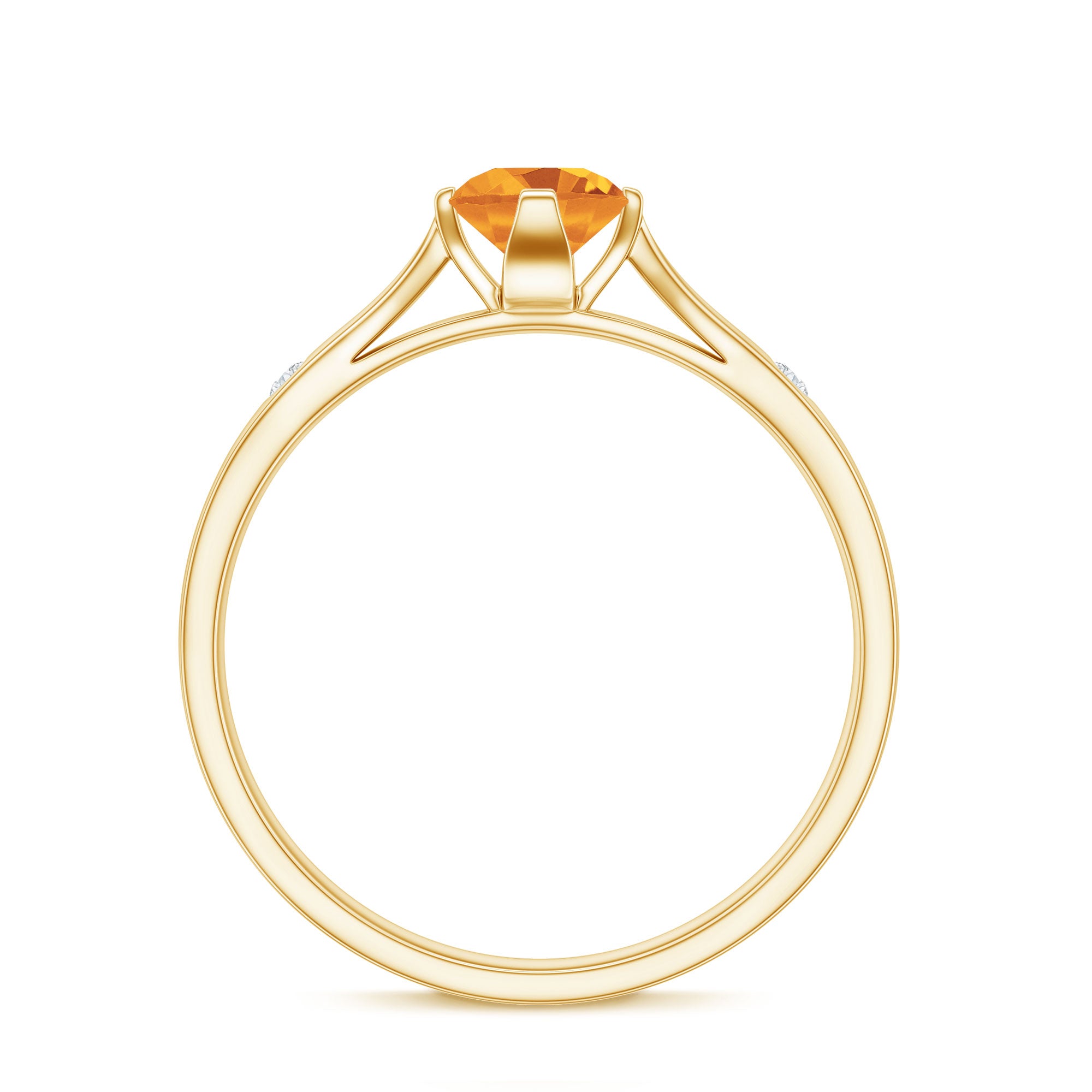 Certified Real Citrine Promise Ring with Diamond AAA - Rosec Jewels