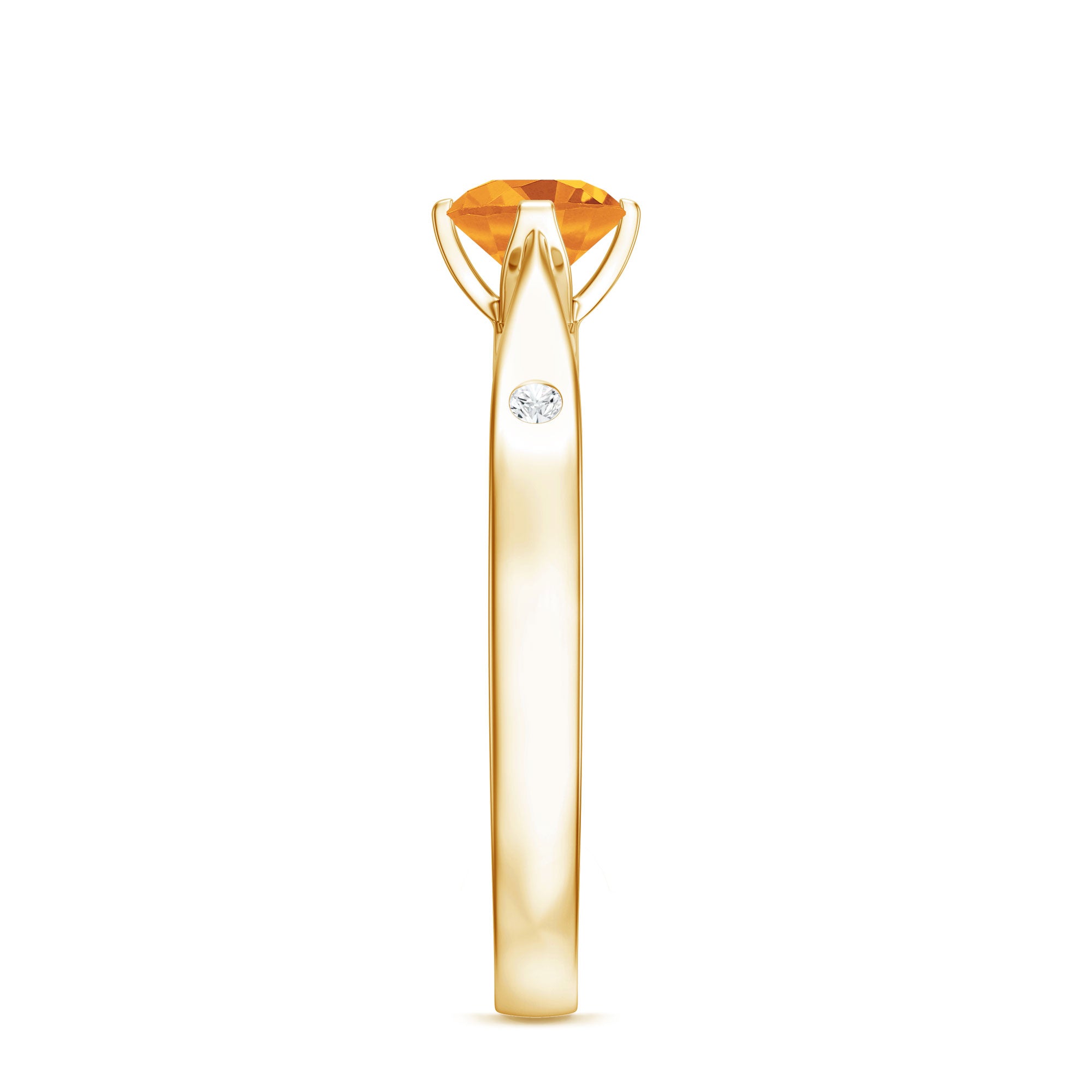 Certified Real Citrine Promise Ring with Diamond AAA - Rosec Jewels