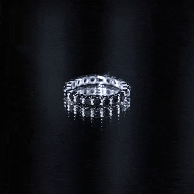 Certified Lab Grown Black Diamond Eternity Ring for Women AAAA ( Synthetic ) - Rosec Jewels