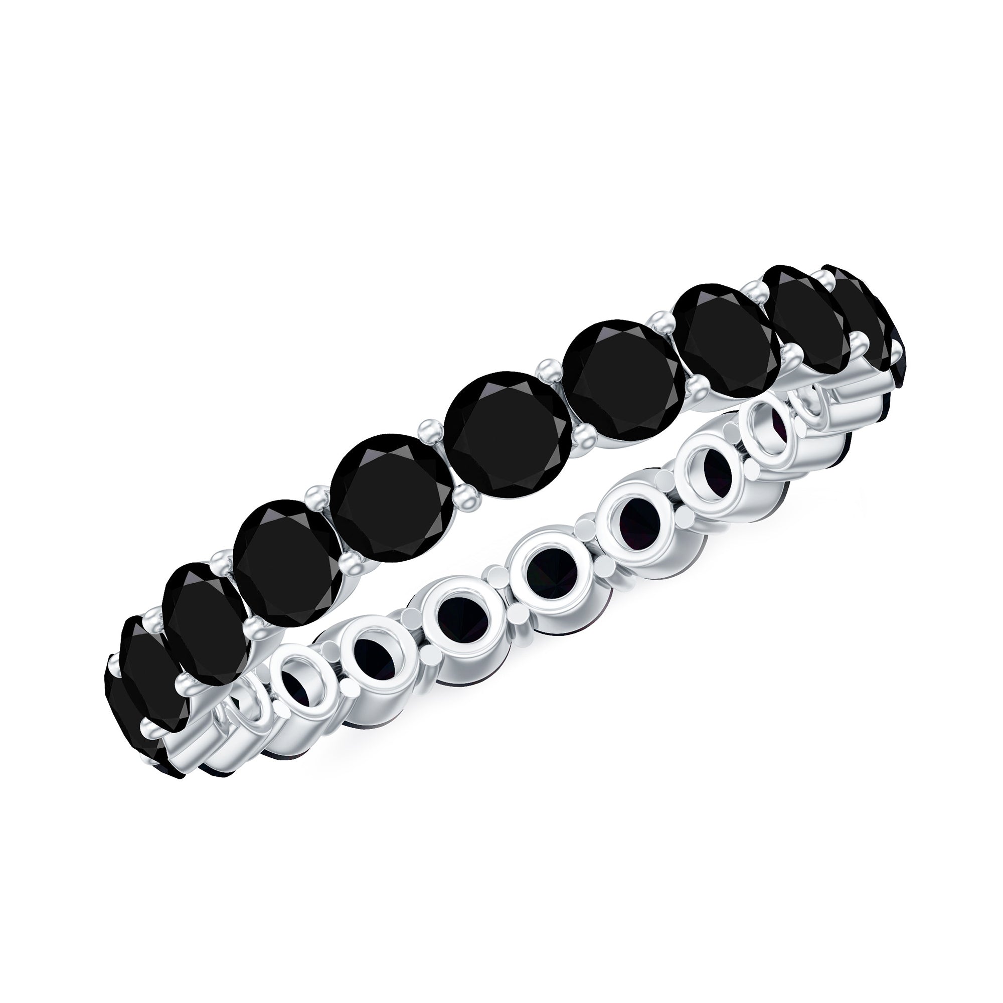Certified Lab Grown Black Diamond Eternity Ring for Women AAAA ( Synthetic ) - Rosec Jewels