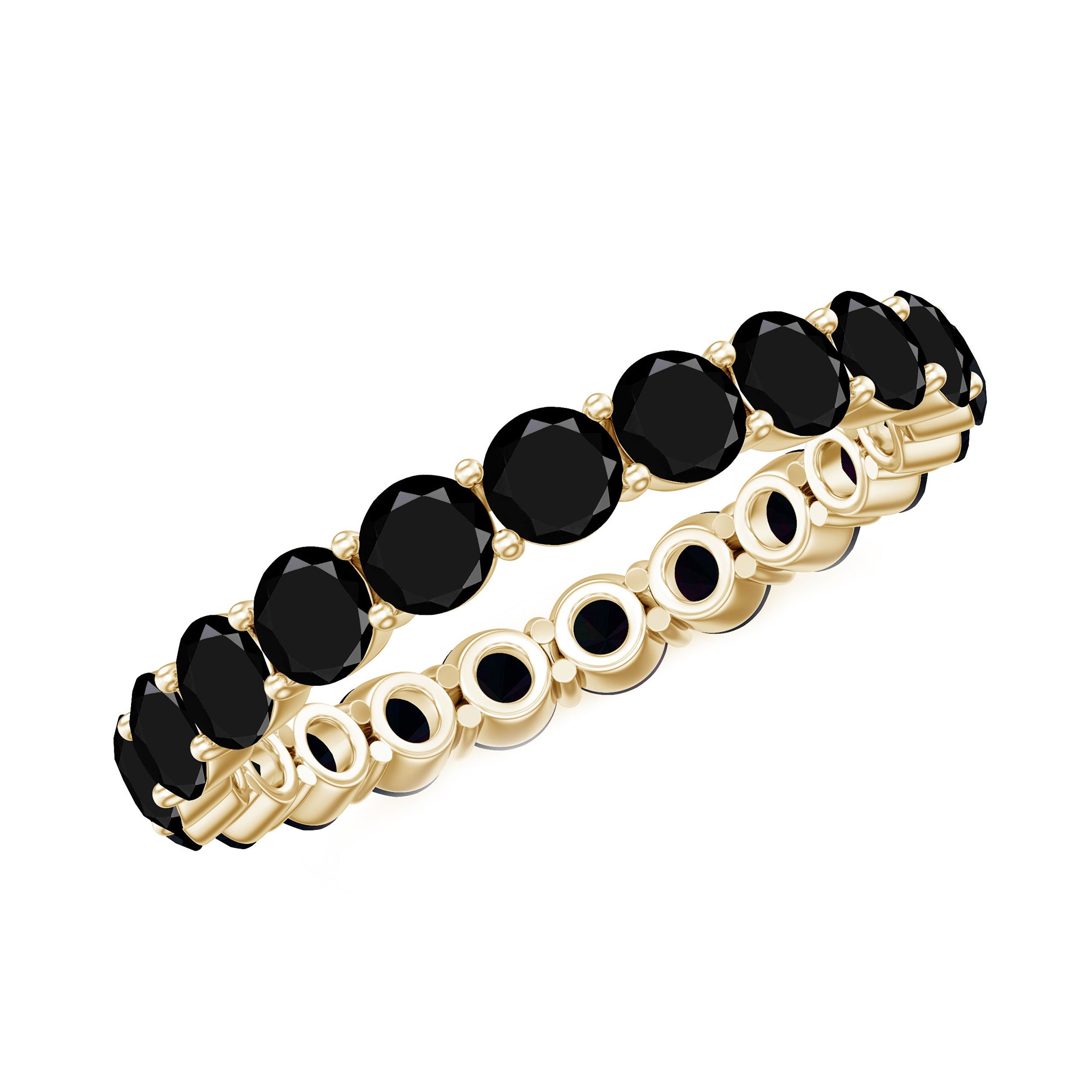 Certified Lab Grown Black Diamond Eternity Ring for Women AAAA ( Synthetic ) - Rosec Jewels