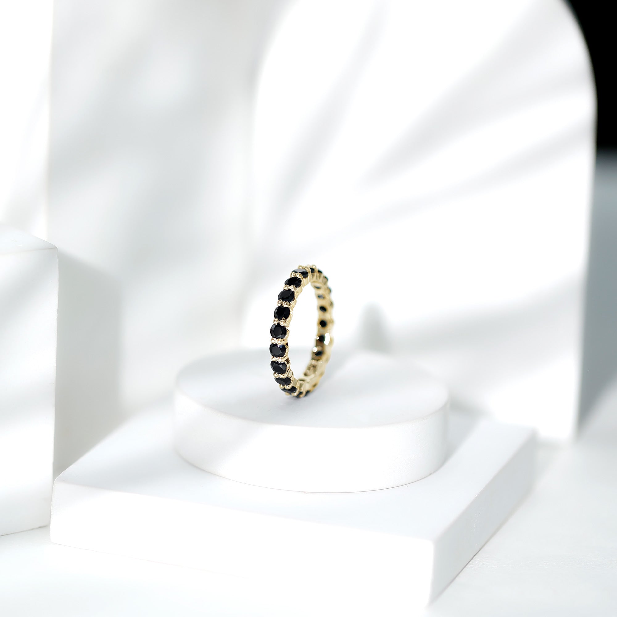 Certified Lab Grown Black Diamond Eternity Ring for Women AAAA ( Synthetic ) - Rosec Jewels