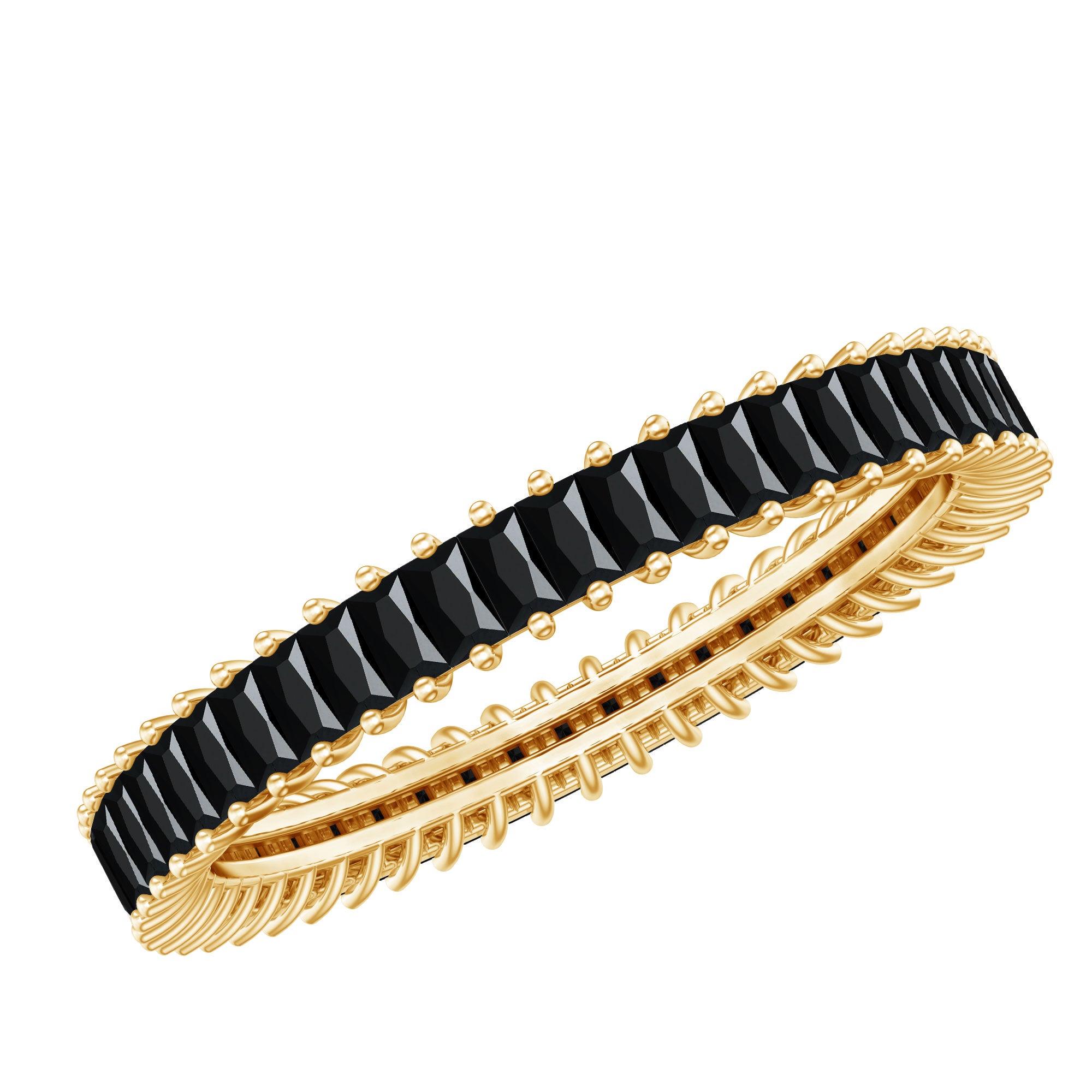 Certified Baguette Lab Grown Black Diamond Eternity Ring for Anniversary AAAA ( Synthetic ) - Rosec Jewels