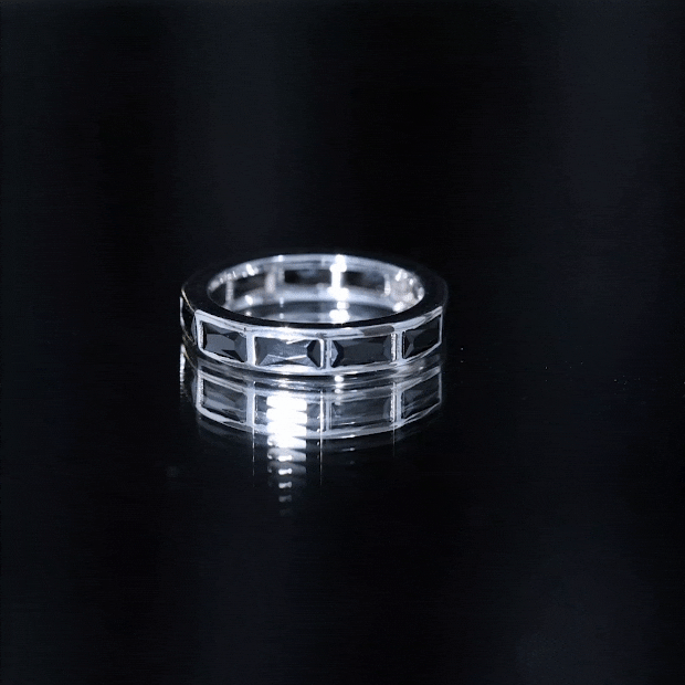 Baguette Cut Lab Grown Black Diamond Eternity Band Ring AAAA ( Synthetic ) - Rosec Jewels