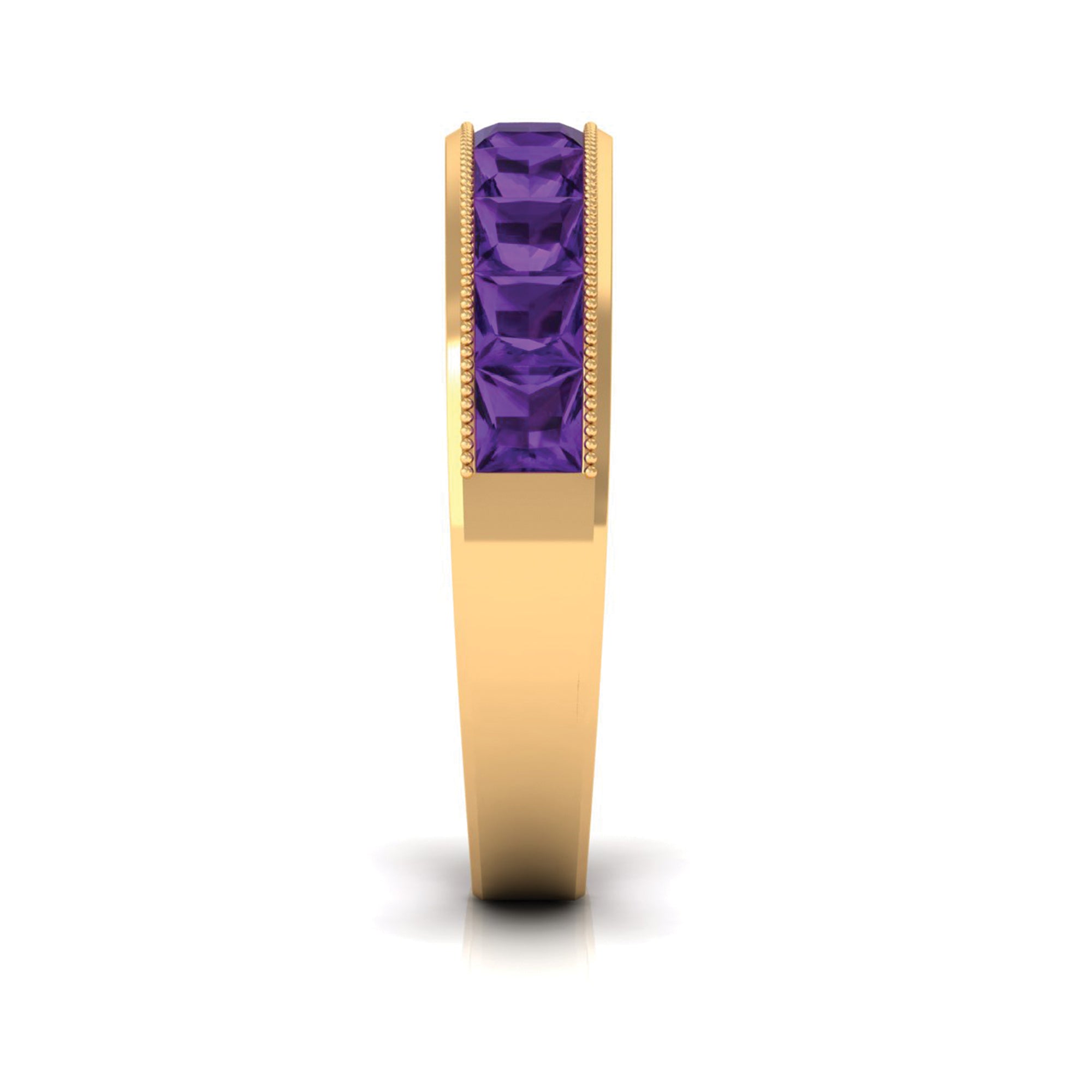 Natural Princess Cut Amethyst Half Eternity Ring for Women AAA - Rosec Jewels