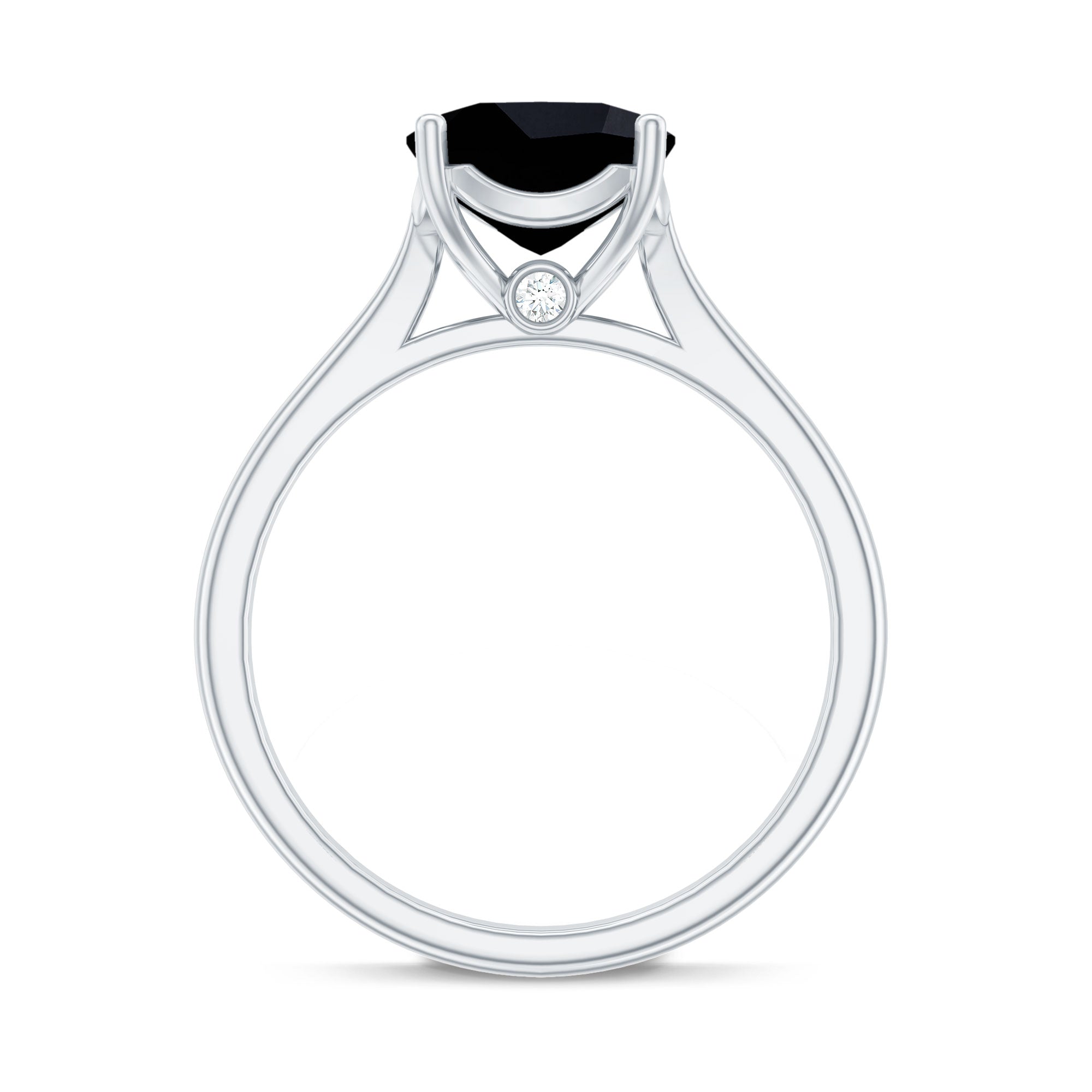 Rosec Jewels-2 Carat Cushion Cut Black Spinel Solitaire Engagement Ring