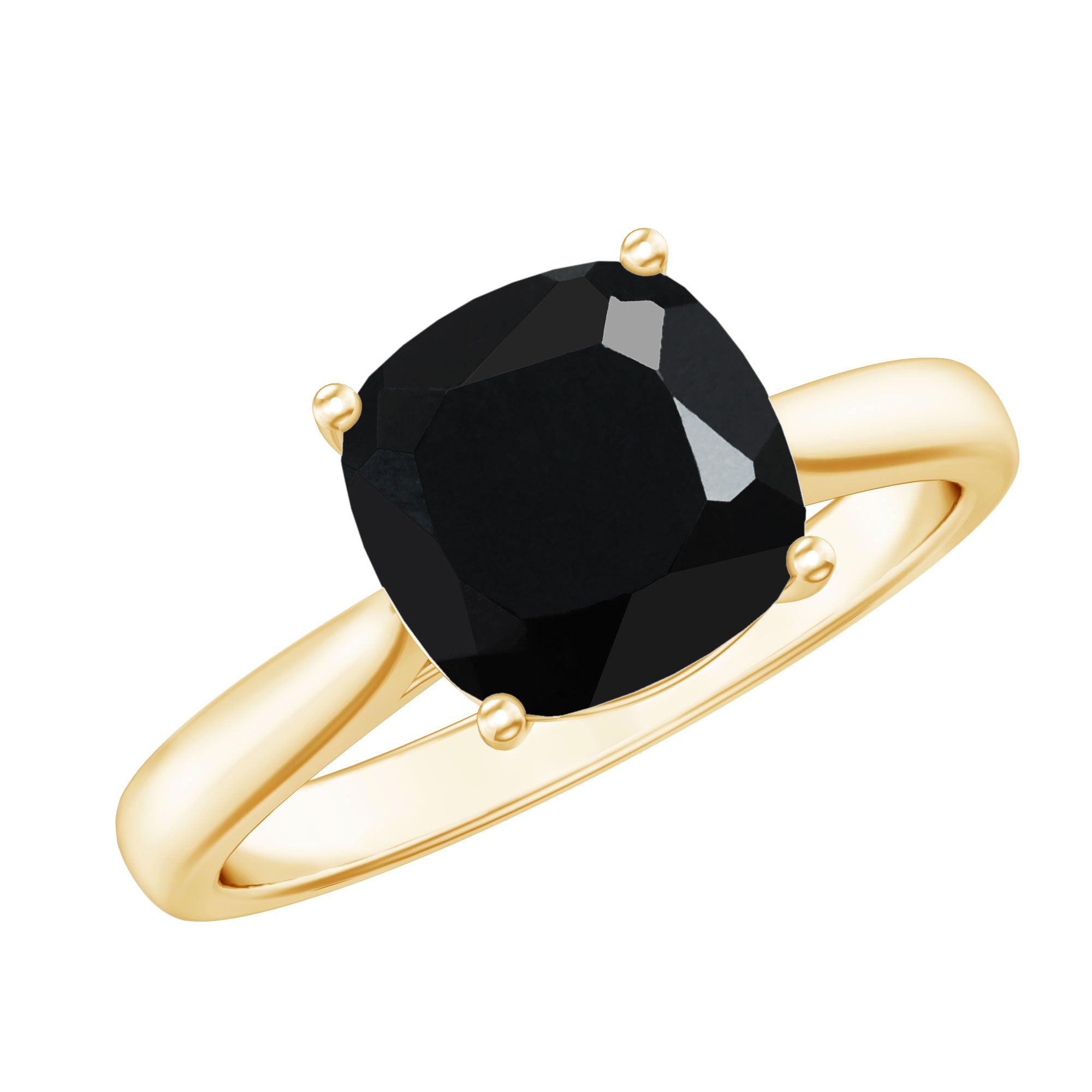 Rosec Jewels-2 Carat Cushion Cut Black Spinel Solitaire Engagement Ring