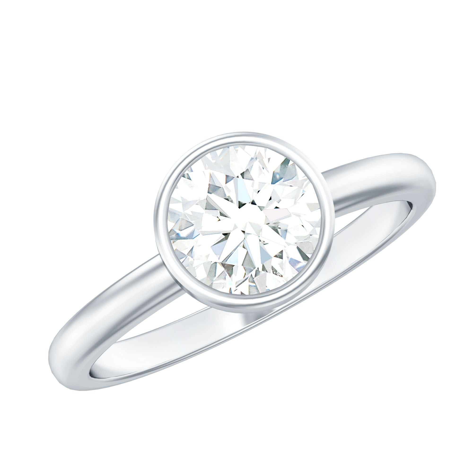 Bezel Set Moissanite Solitaire Ring For Engagement