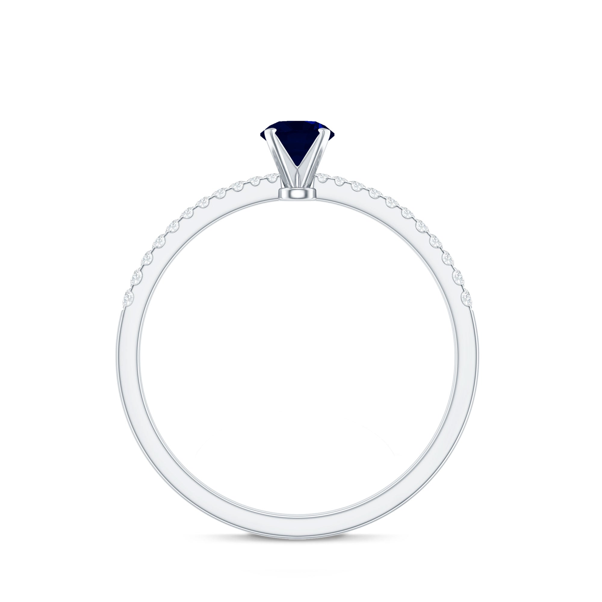 Real 0.9 Carat Blue Sapphire Promise Ring with Diamonds AAA - Rosec Jewels