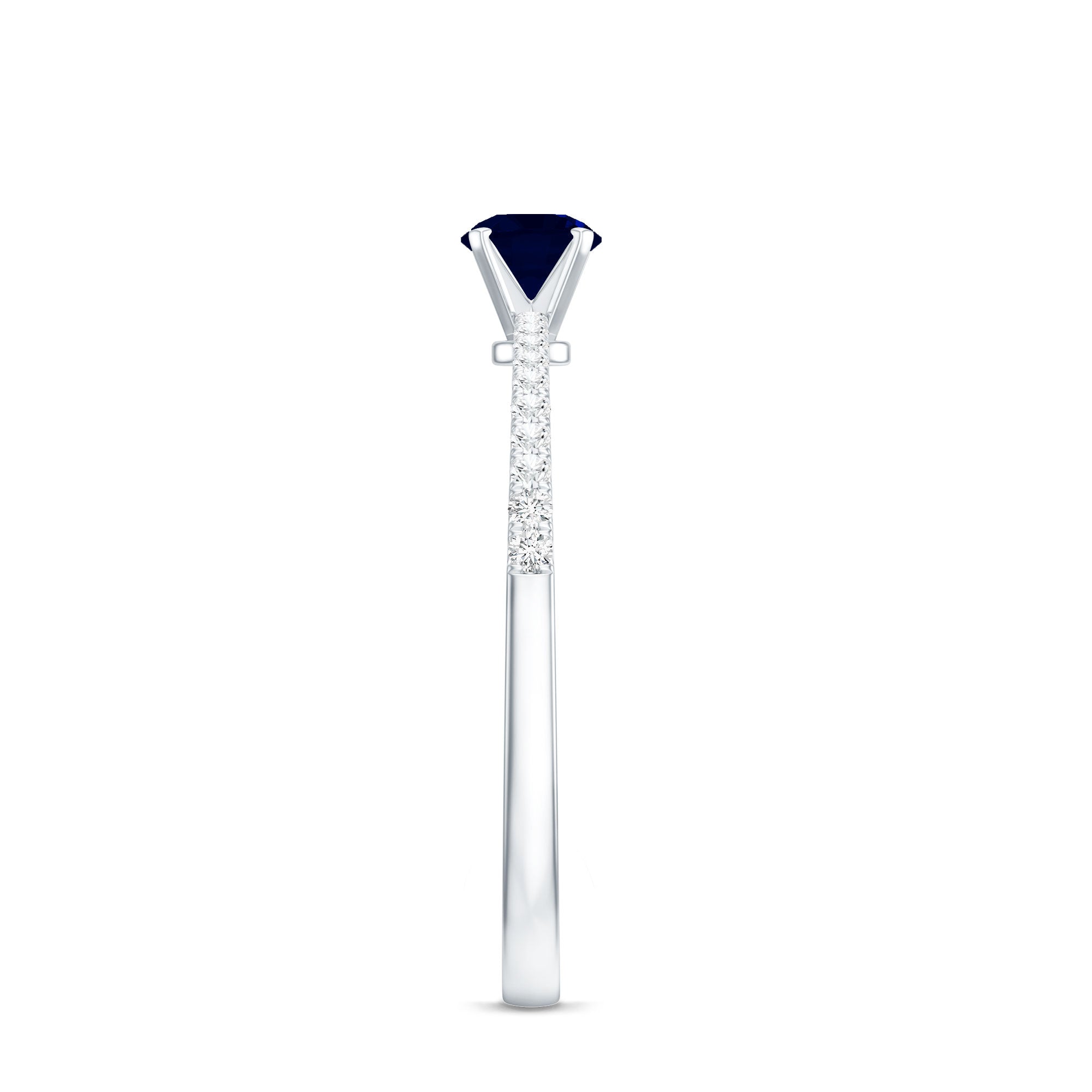 Real 0.9 Carat Blue Sapphire Promise Ring with Diamonds AAA - Rosec Jewels