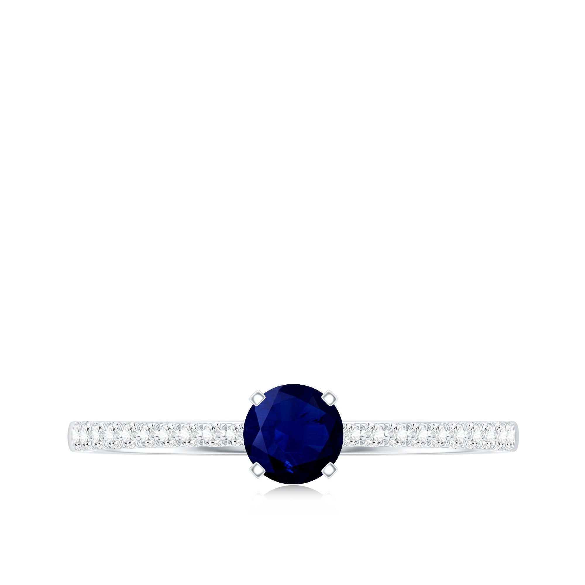 Real 0.9 Carat Blue Sapphire Promise Ring with Diamonds AAA - Rosec Jewels
