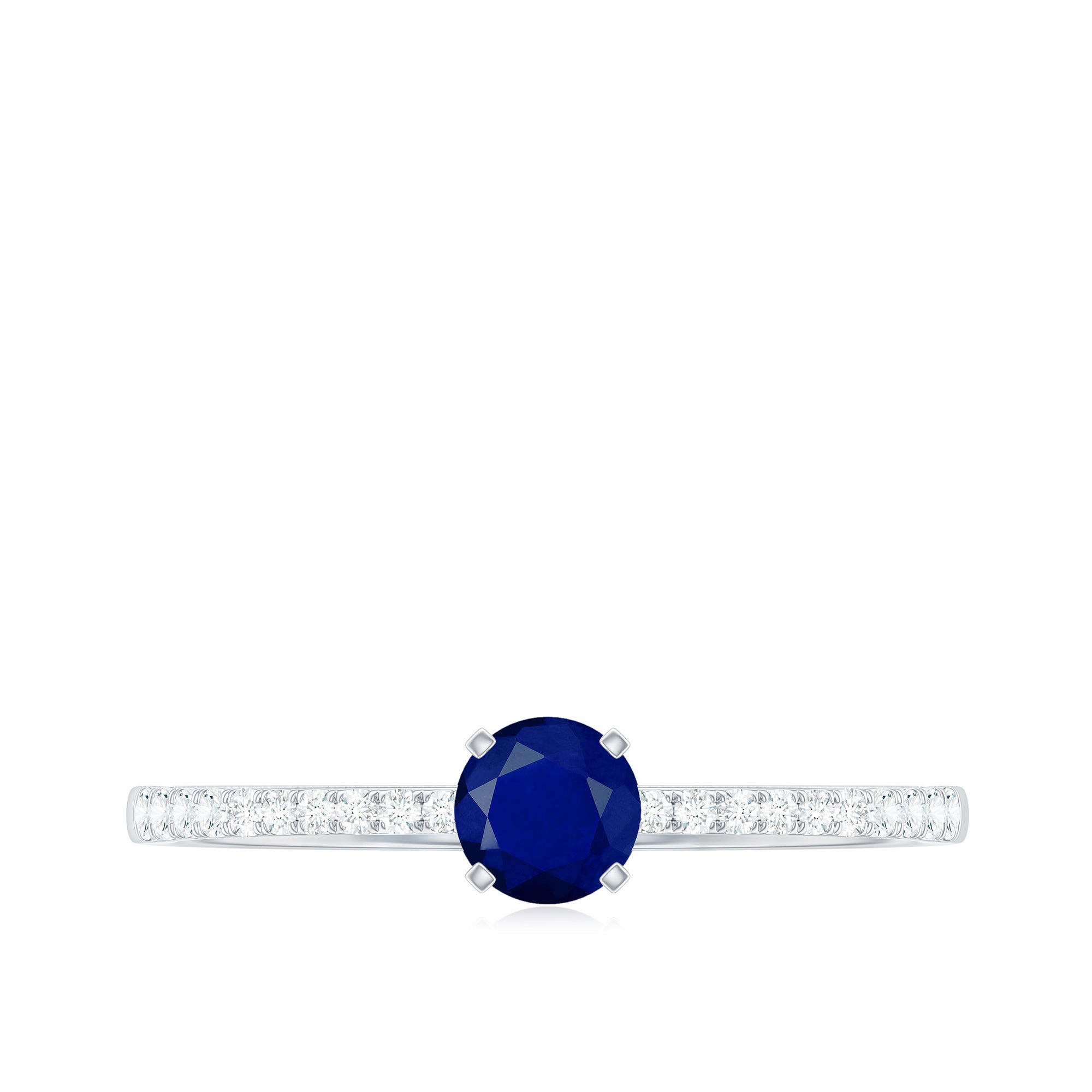 Real 0.9 Carat Blue Sapphire Promise Ring with Diamonds AAA - Rosec Jewels