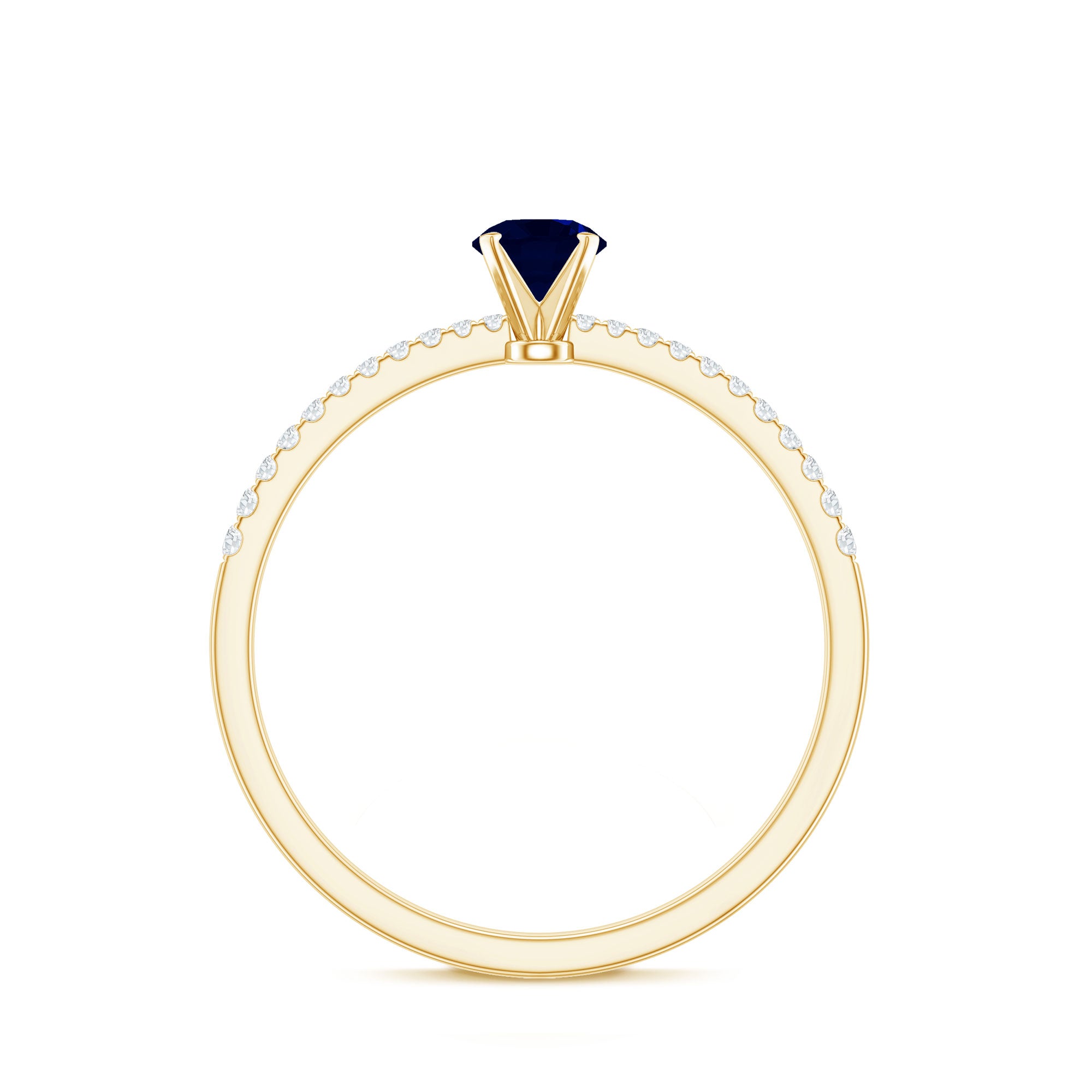 Real 0.9 Carat Blue Sapphire Promise Ring with Diamonds AAA - Rosec Jewels