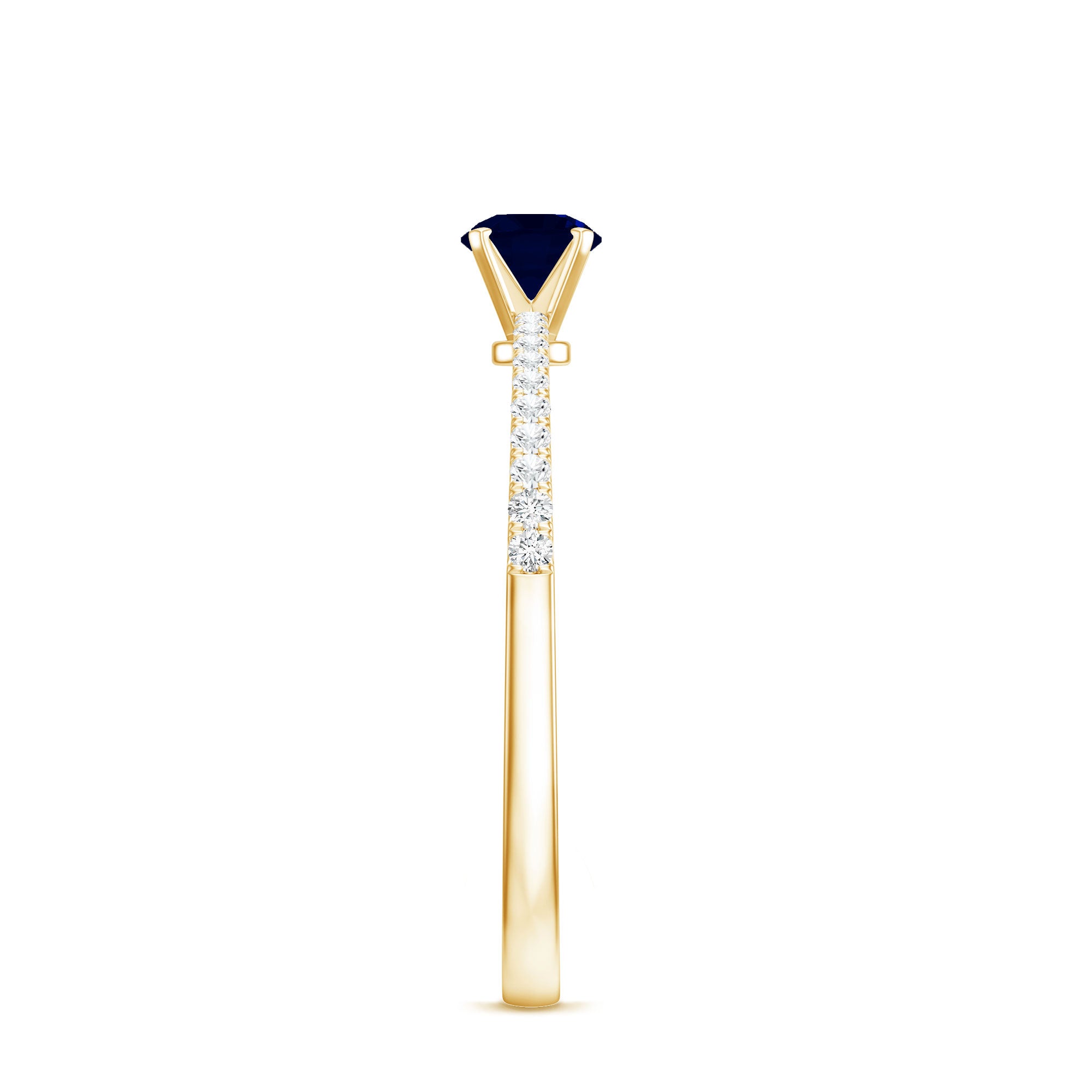 Real 0.9 Carat Blue Sapphire Promise Ring with Diamonds AAA - Rosec Jewels