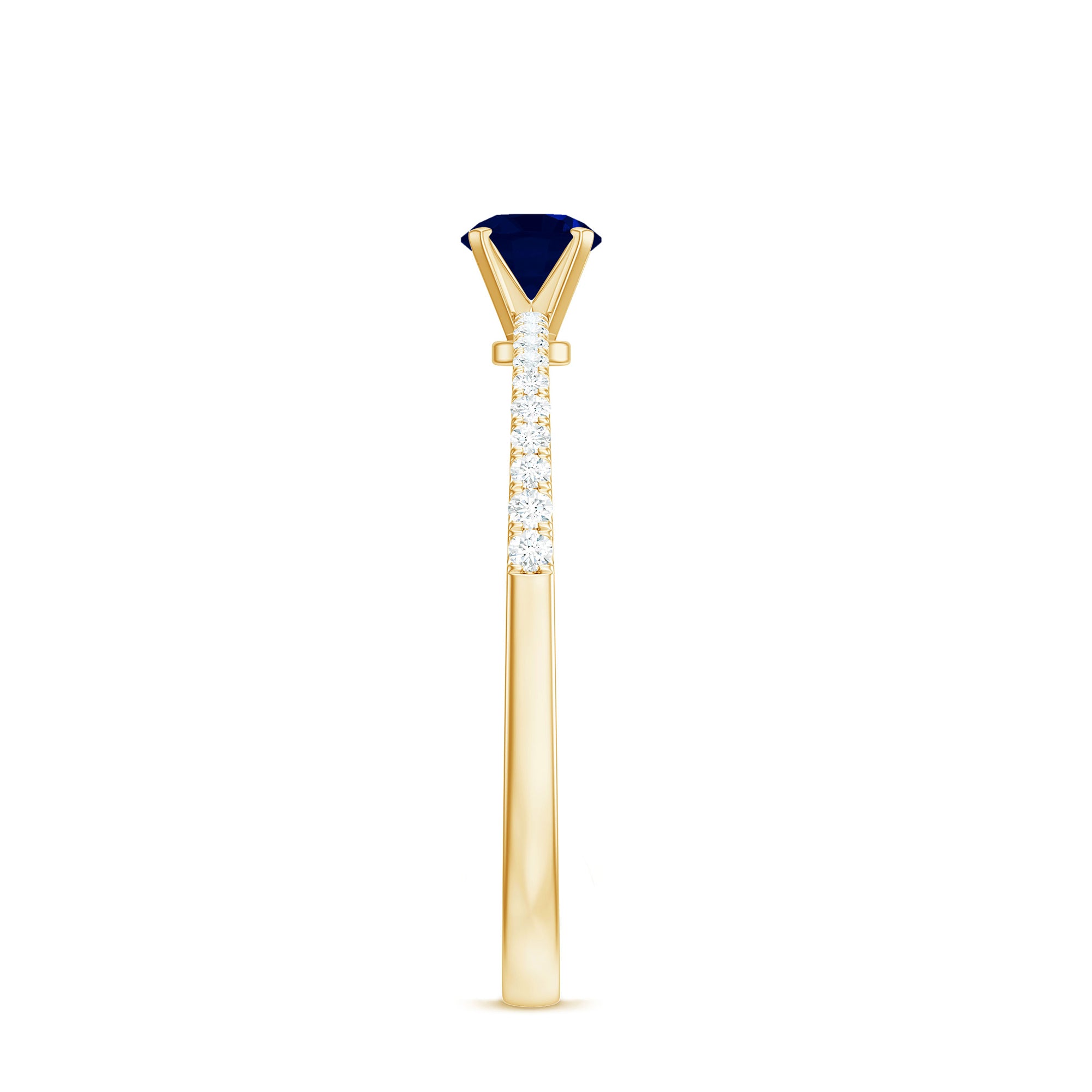 Real 0.9 Carat Blue Sapphire Promise Ring with Diamonds AAA - Rosec Jewels