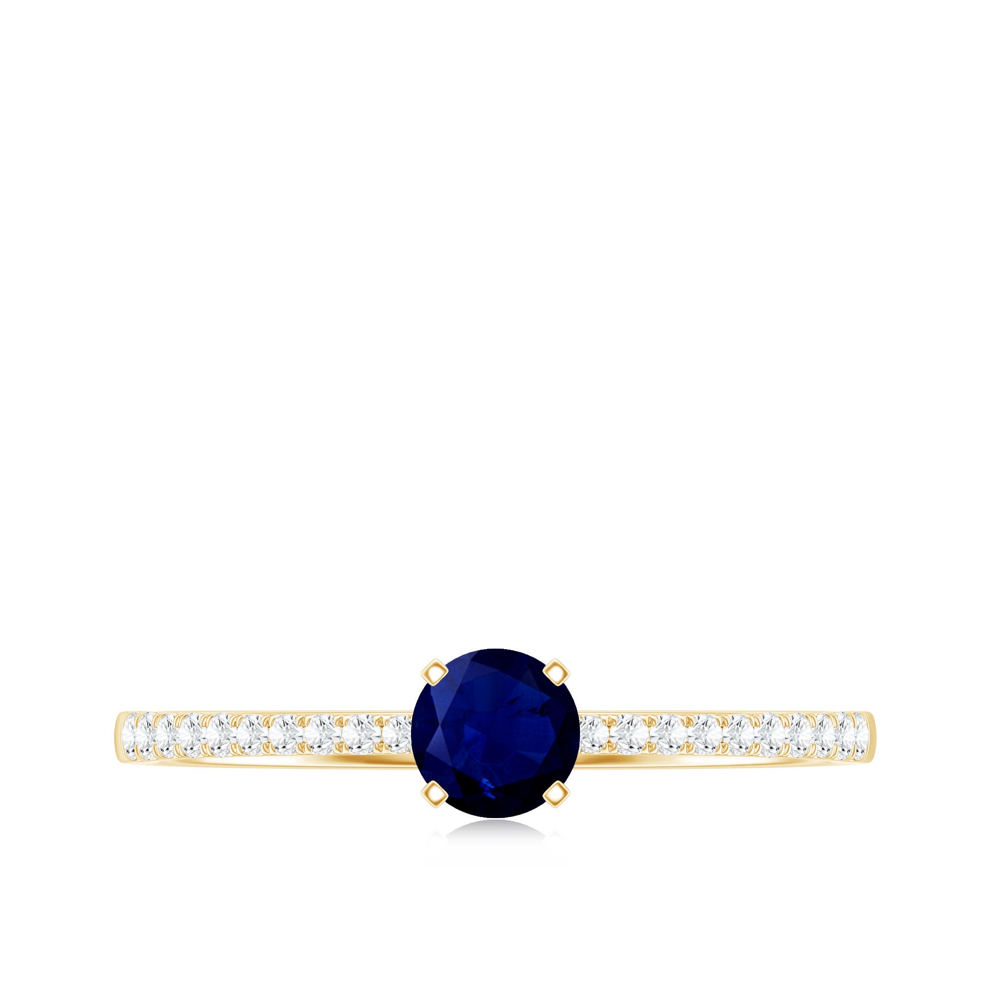 Real 0.9 Carat Blue Sapphire Promise Ring with Diamonds AAA - Rosec Jewels