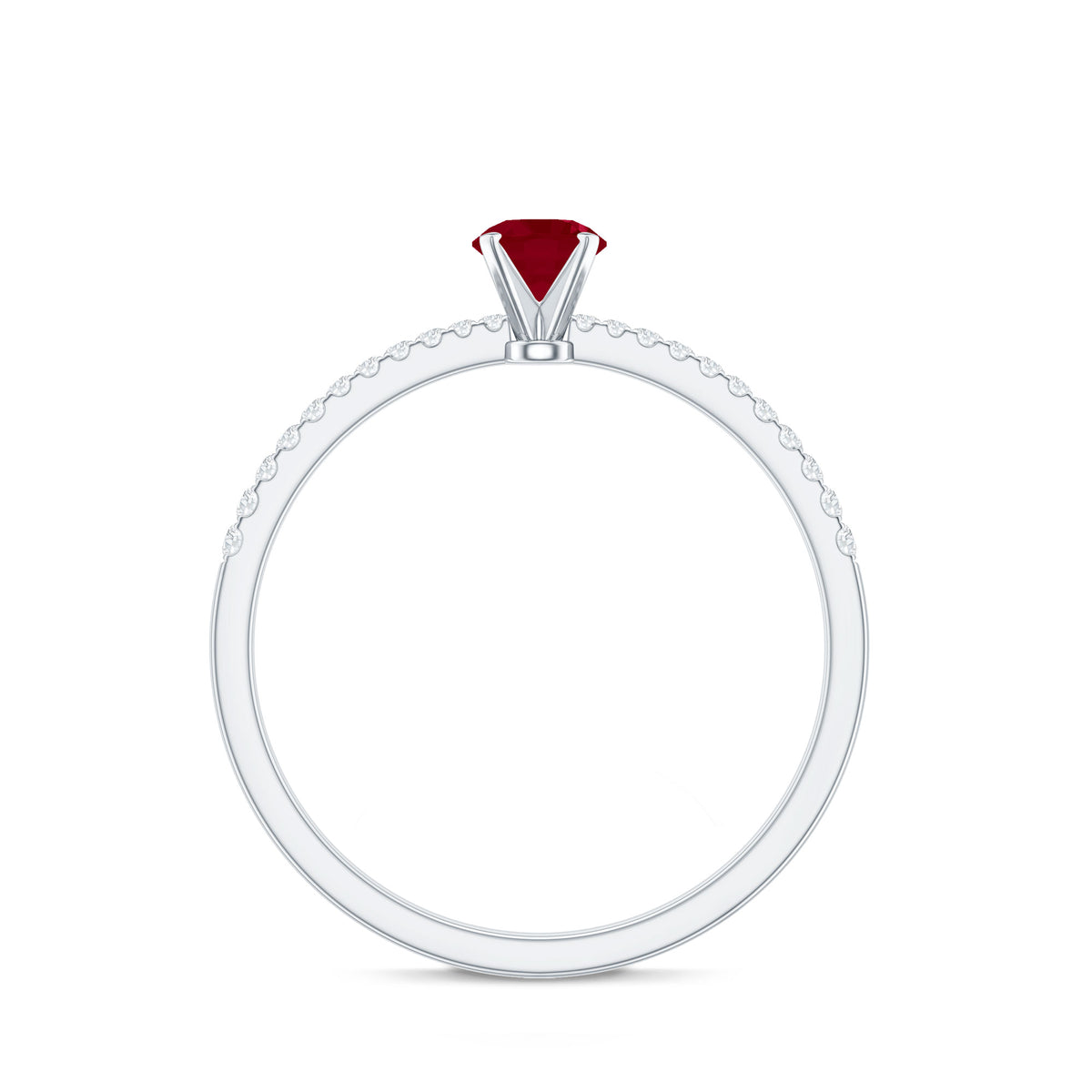 Natural 0.6 Carat Ruby Promise Ring with Diamond AAA - Rosec Jewels