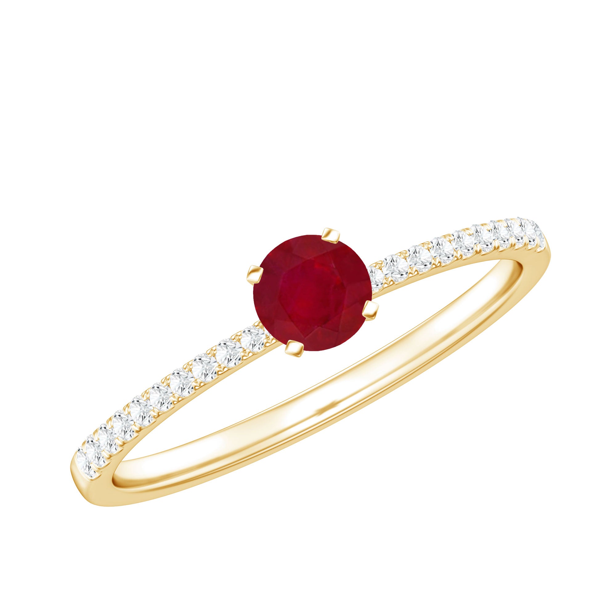 Natural 0.6 Carat Ruby Promise Ring with Diamond AAA - Rosec Jewels