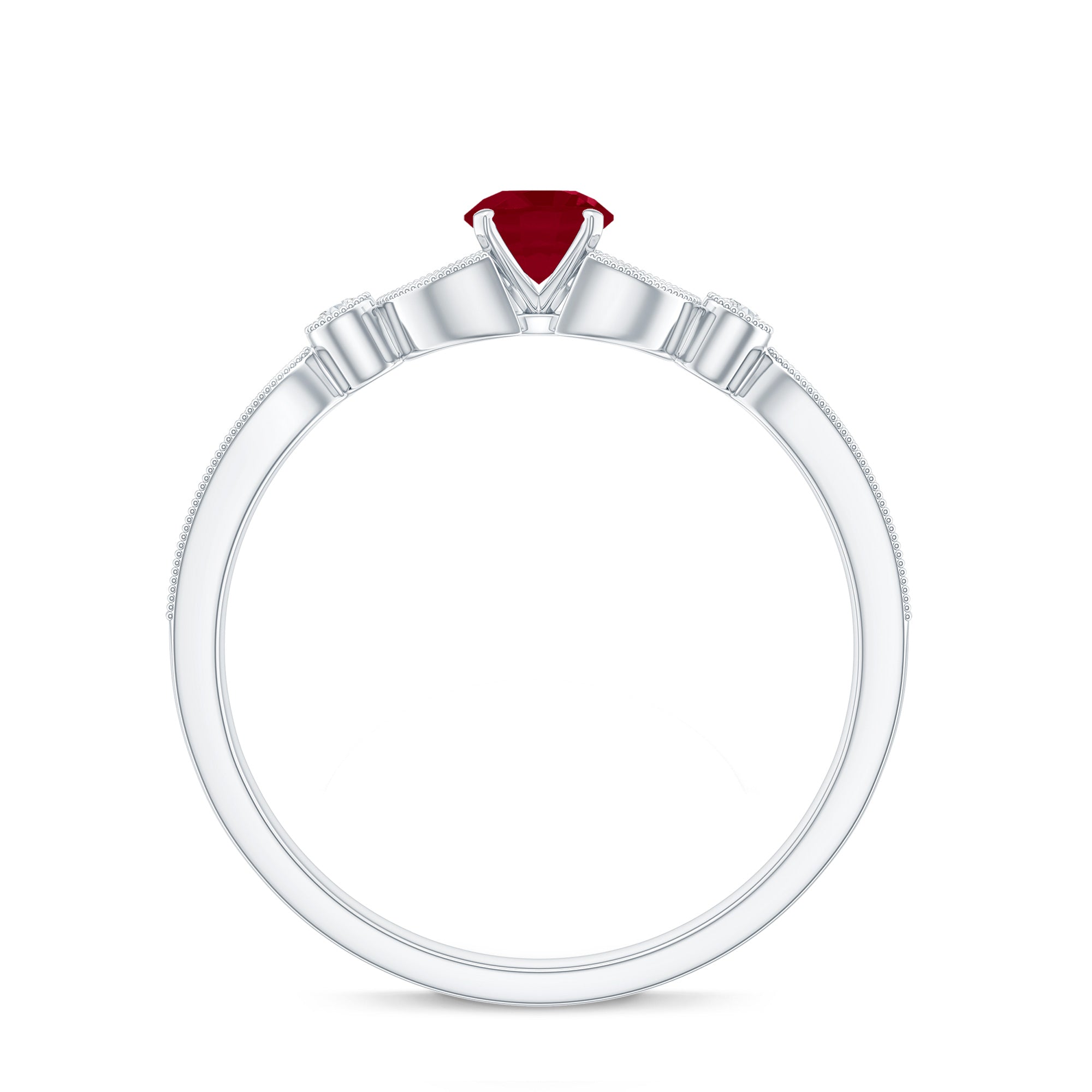 Vintage Style 0.6 Carat Ruby Diamond Engagement Ring for Women AAA - Rosec Jewels