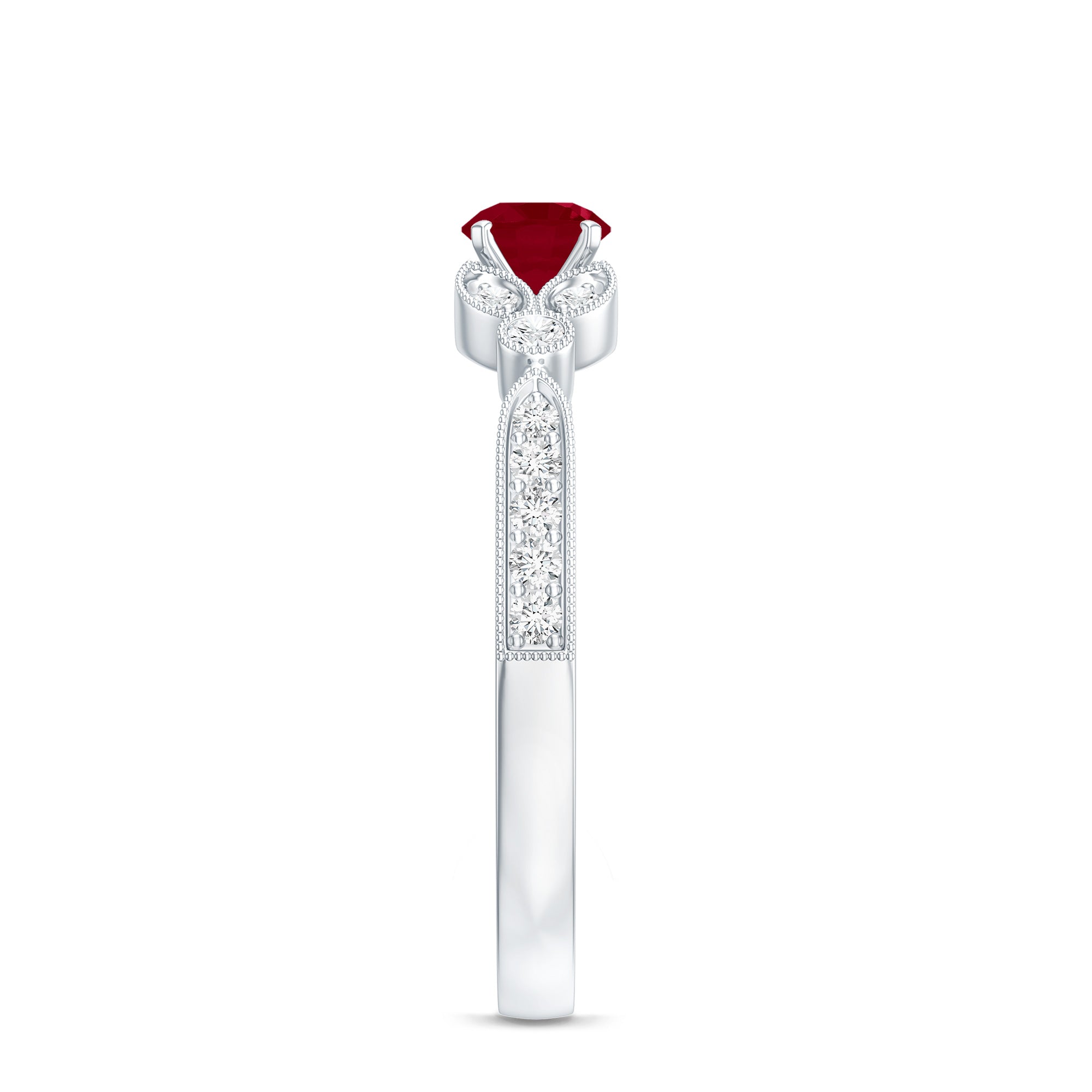 Vintage Style 0.6 Carat Ruby Diamond Engagement Ring for Women AAA - Rosec Jewels
