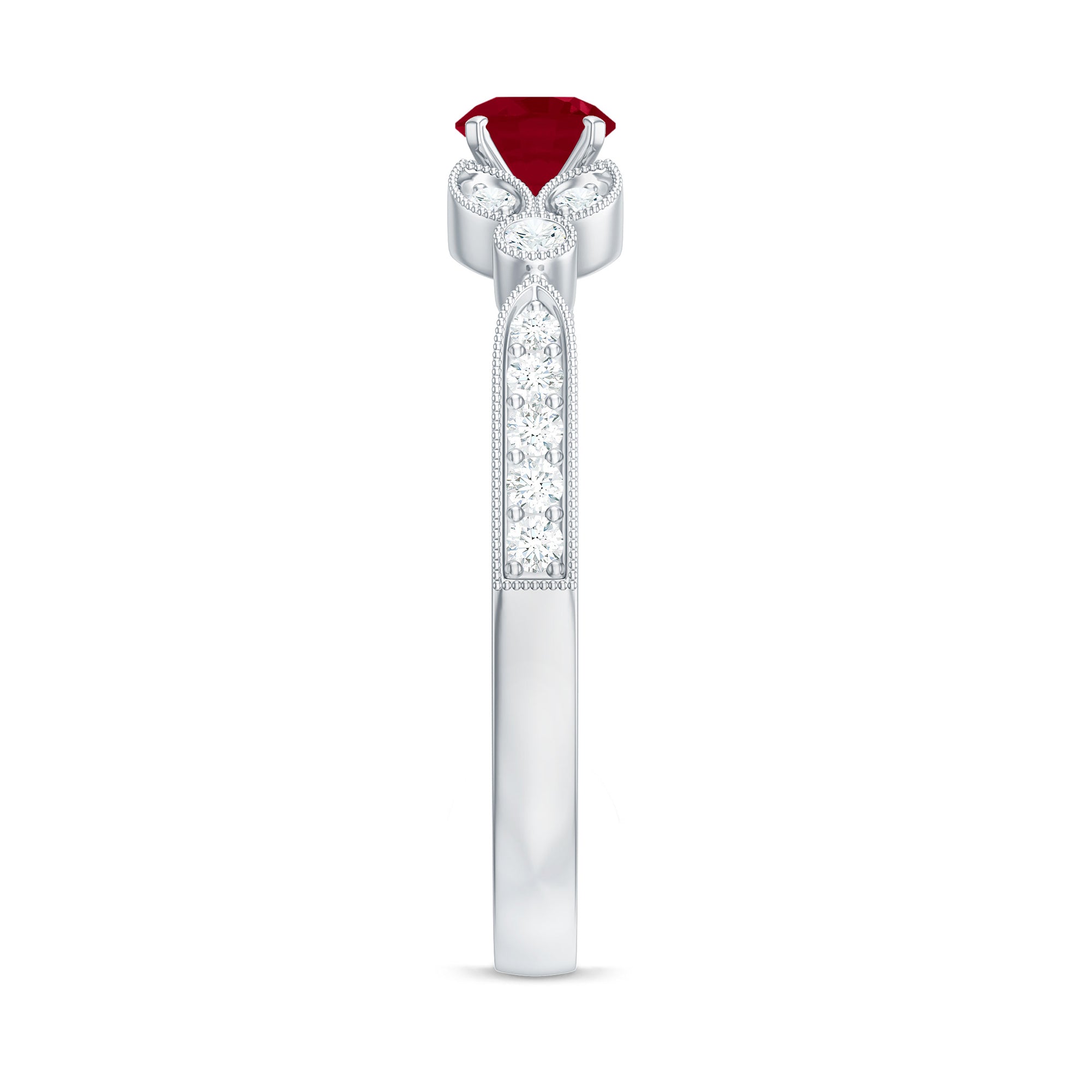 Rosec Jewels-Vintage Style 0.6 Carat Ruby Diamond Engagement Ring for Women