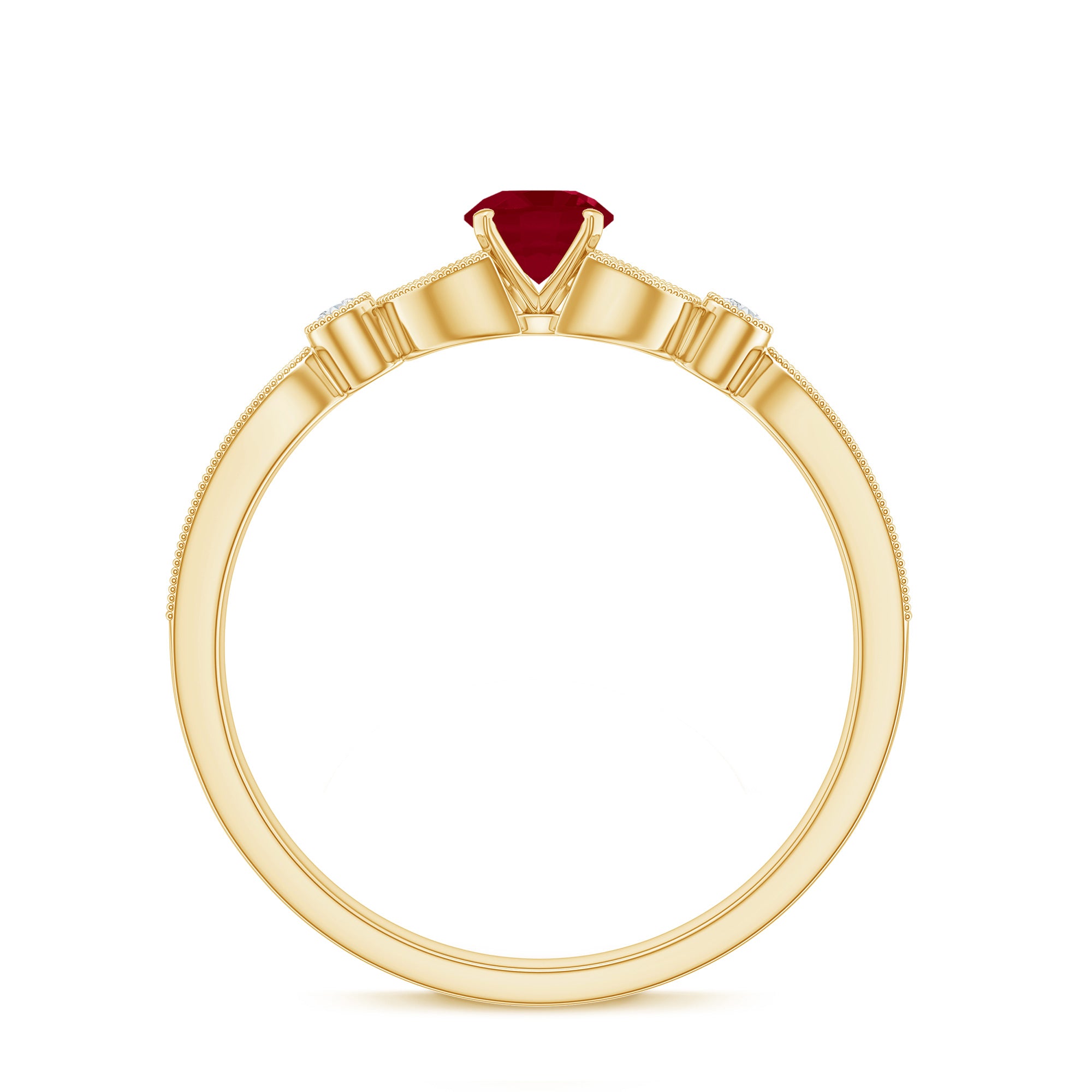 Vintage Style 0.6 Carat Ruby Diamond Engagement Ring for Women AAA - Rosec Jewels