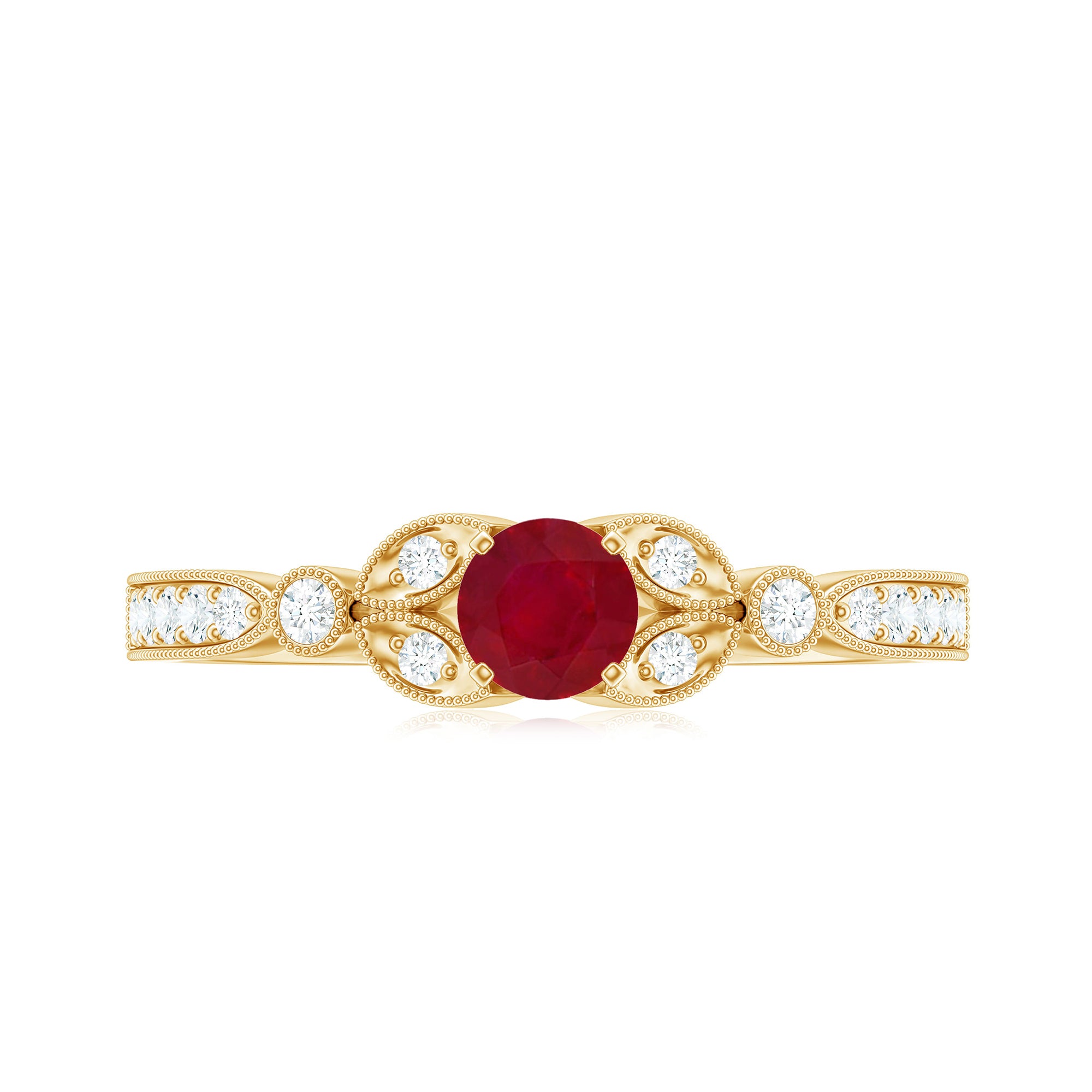 Rosec Jewels-Vintage Style 0.6 Carat Ruby Diamond Engagement Ring for Women