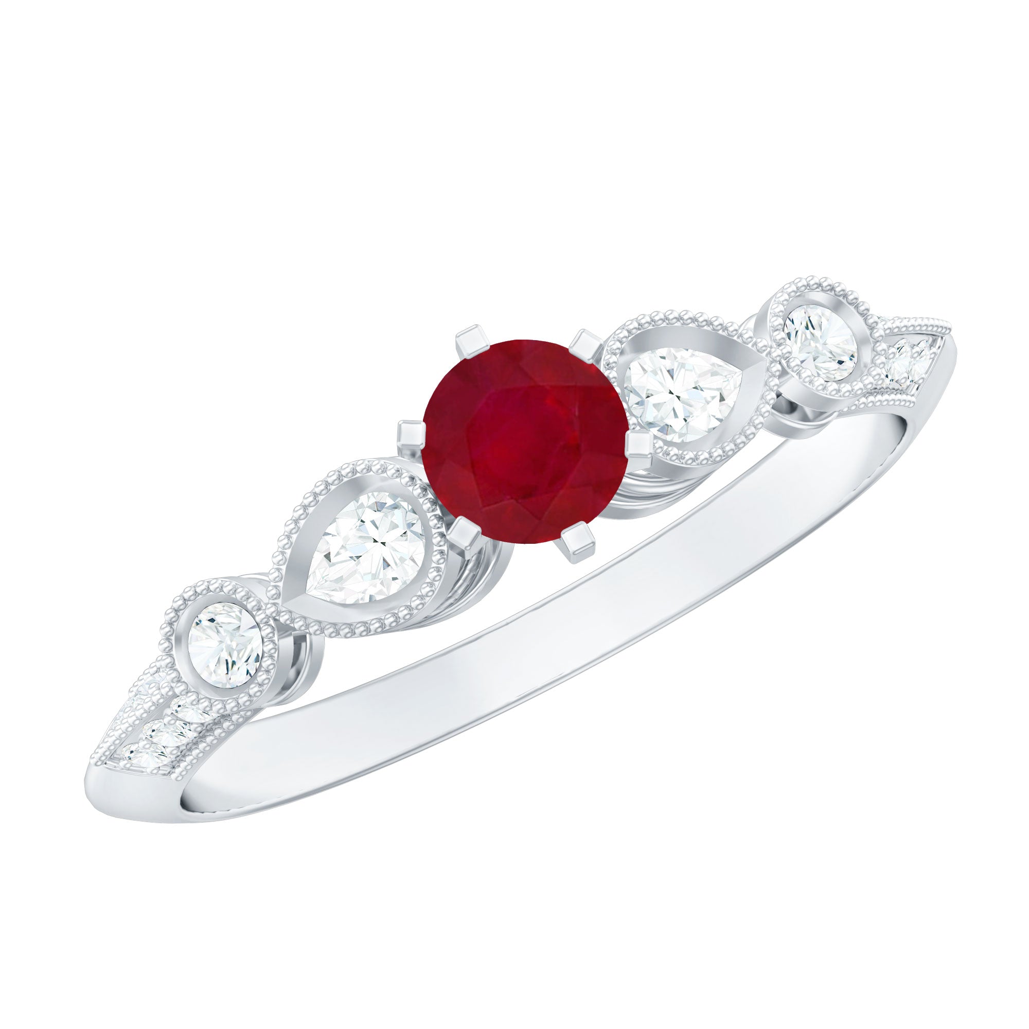 Minimal Ruby Engagement Ring with Diamond Accent