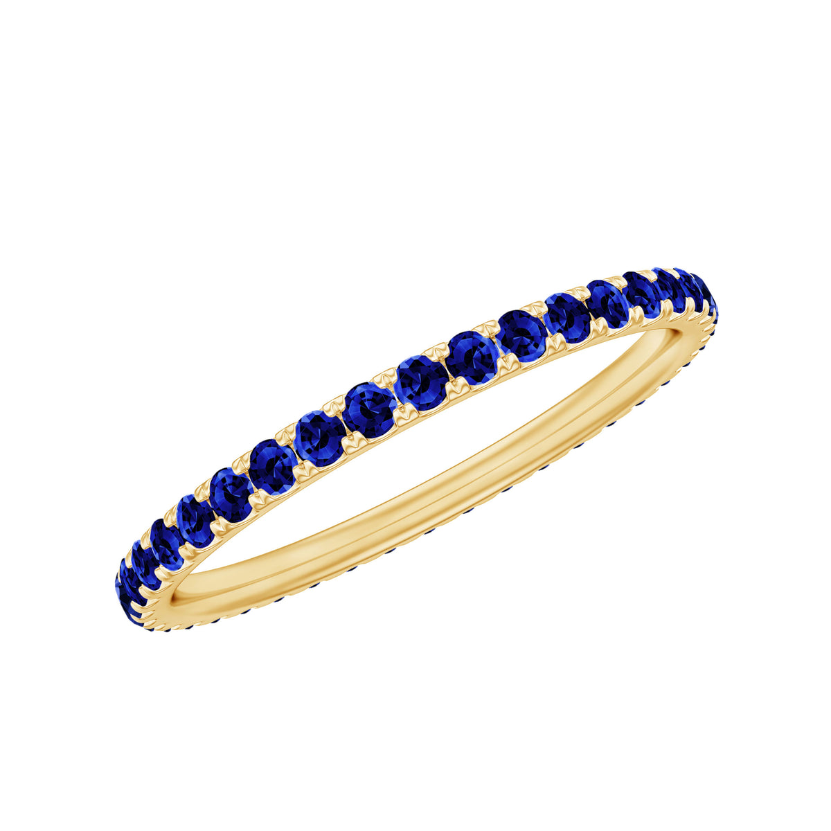 Certified Lab Created Blue Sapphire Full Eternity Stackable Ring AAAA - Rosec Jewels