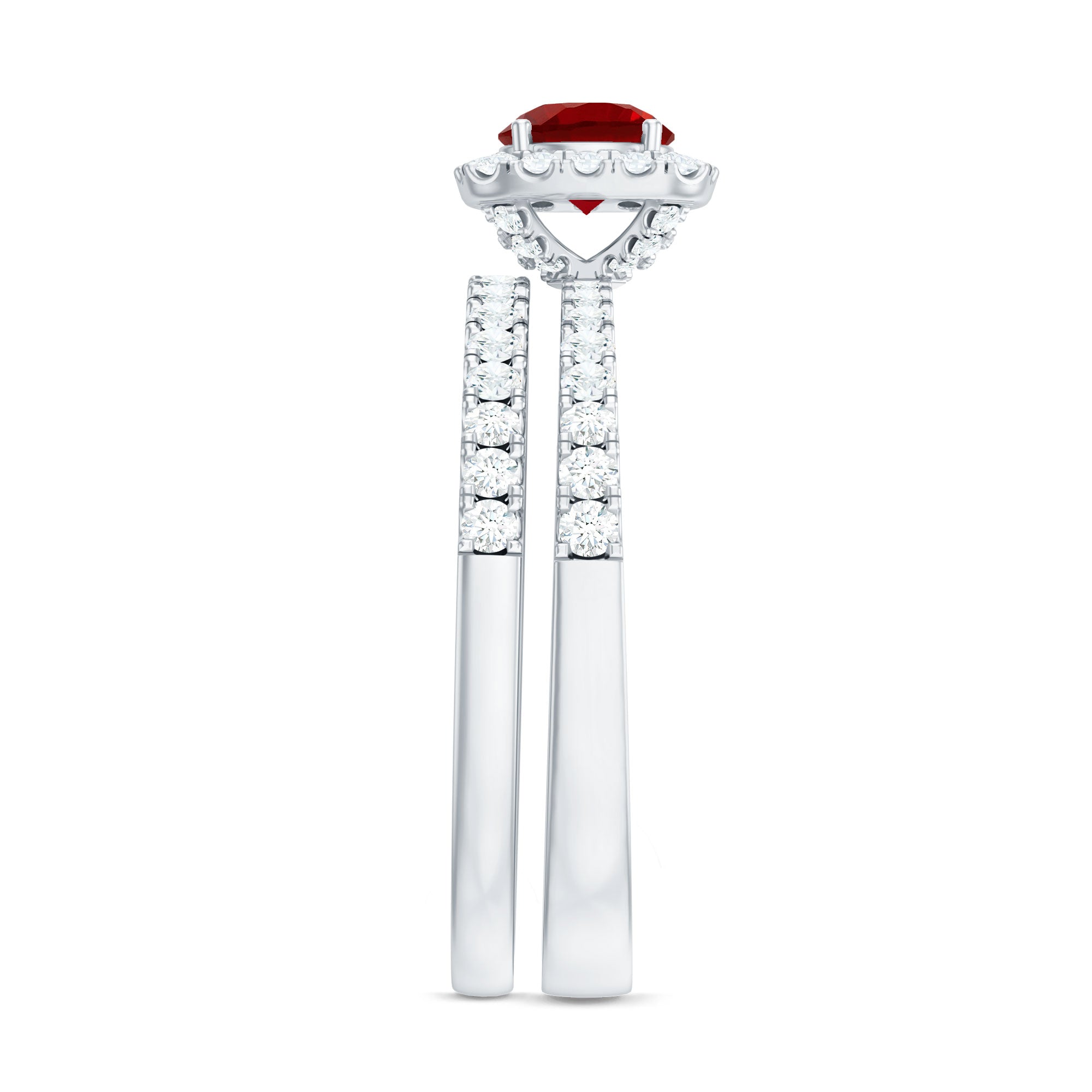 Rosec Jewels-Vintage Inspired Created Ruby and Diamond Wedding Band Ring