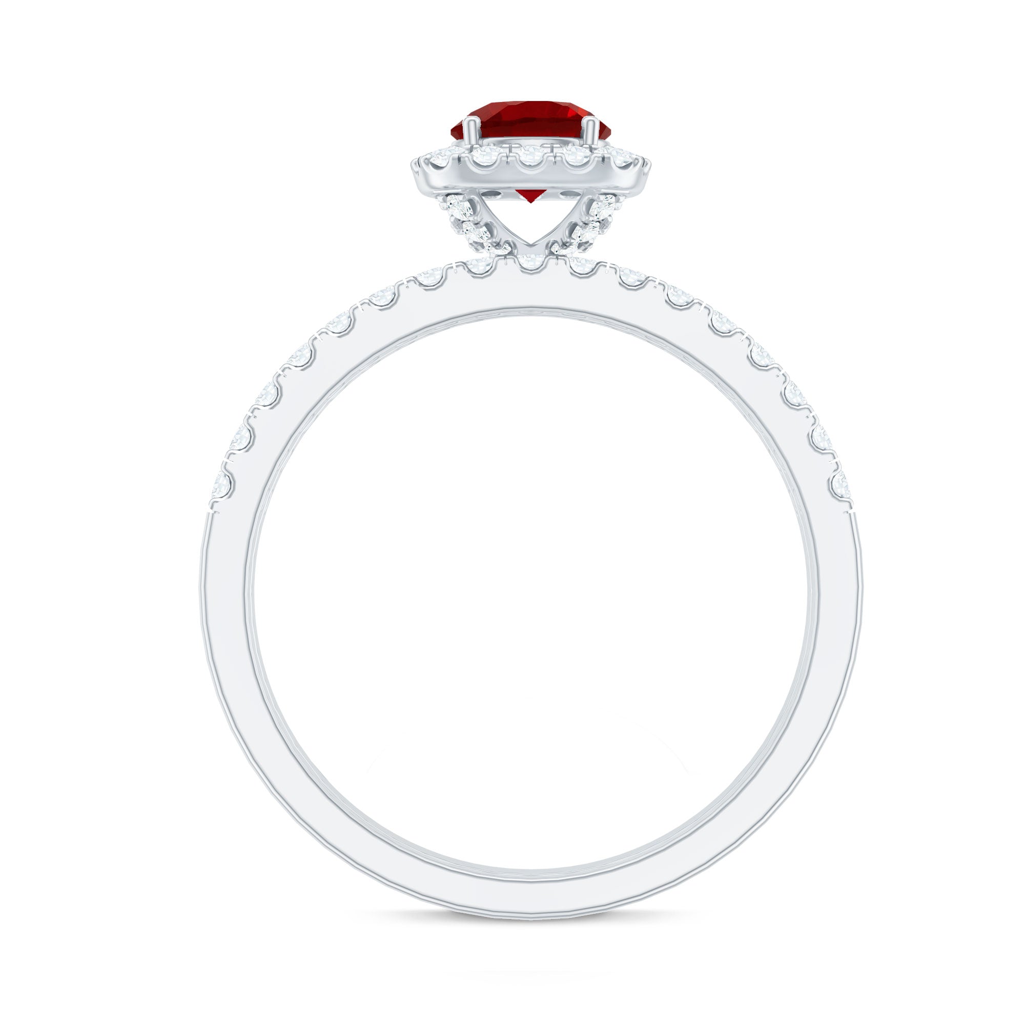 Rosec Jewels-Vintage Inspired Created Ruby and Diamond Wedding Band Ring