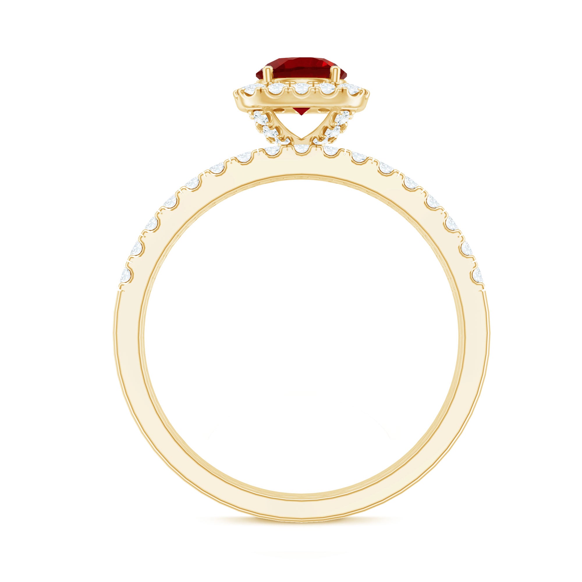 Rosec Jewels-Vintage Inspired Created Ruby and Diamond Wedding Band Ring