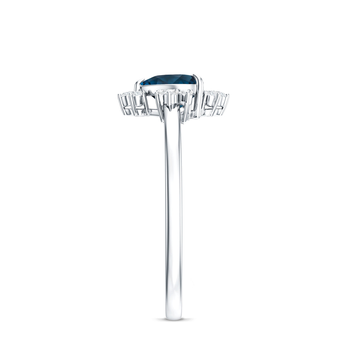 2 Carat Heart London Blue Topaz Engagement Ring with Diamond AAA - Rosec Jewels