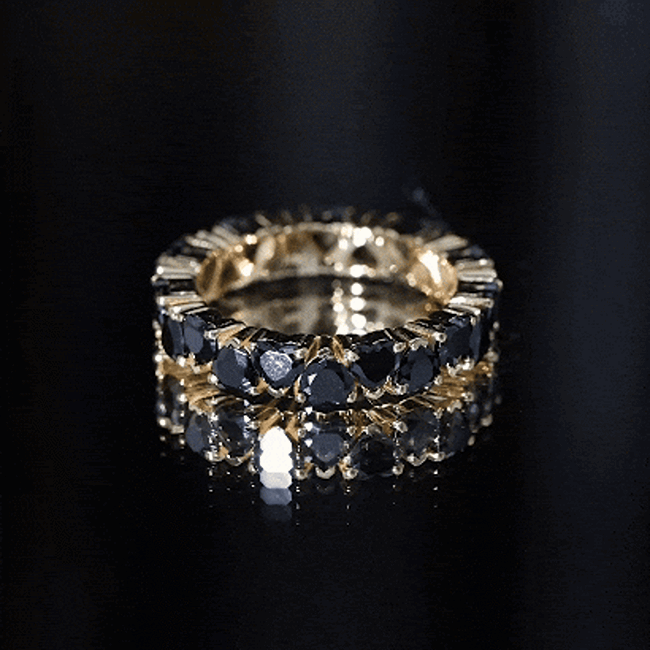 Certified Lab Grown Black Diamond Heart Eternity Ring for Women AAAA ( Synthetic ) - Rosec Jewels