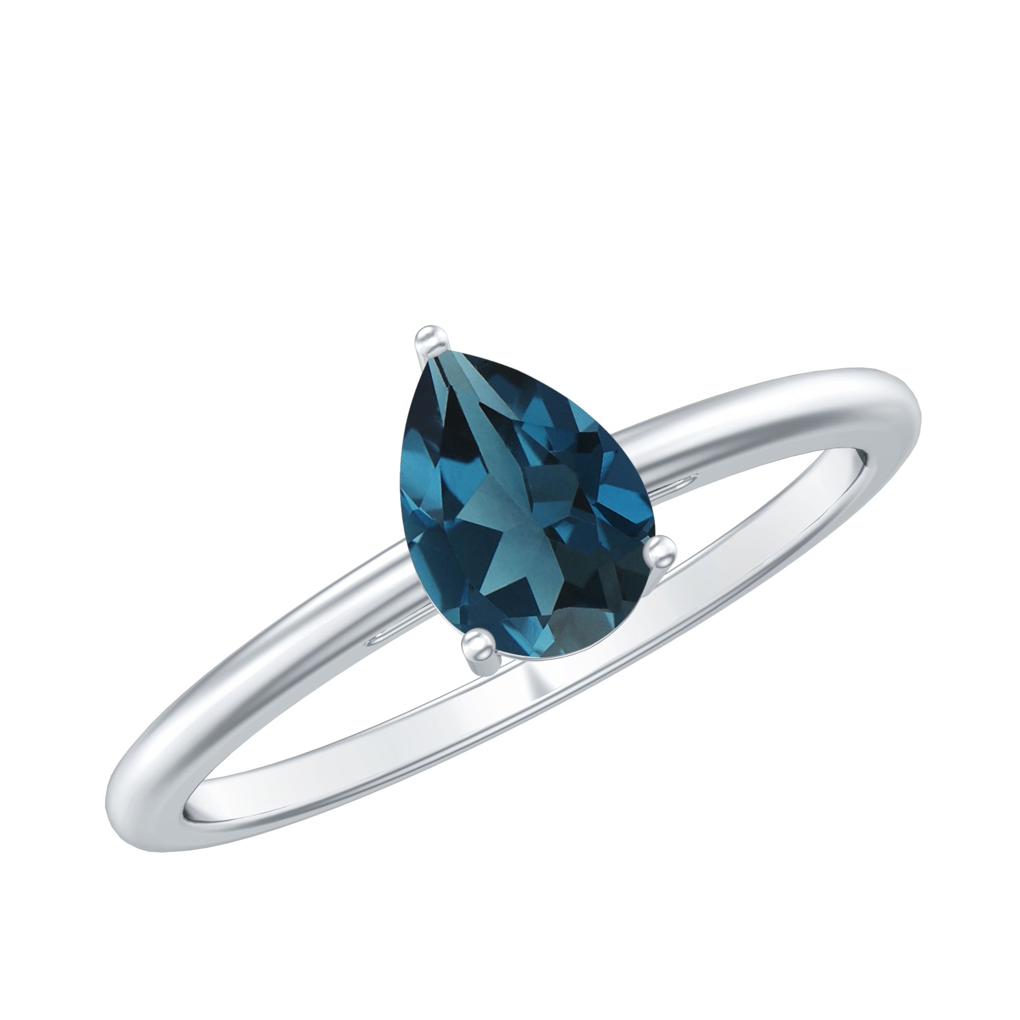 5X7MM Pear Shaped London Blue Topaz Solitaire Ring