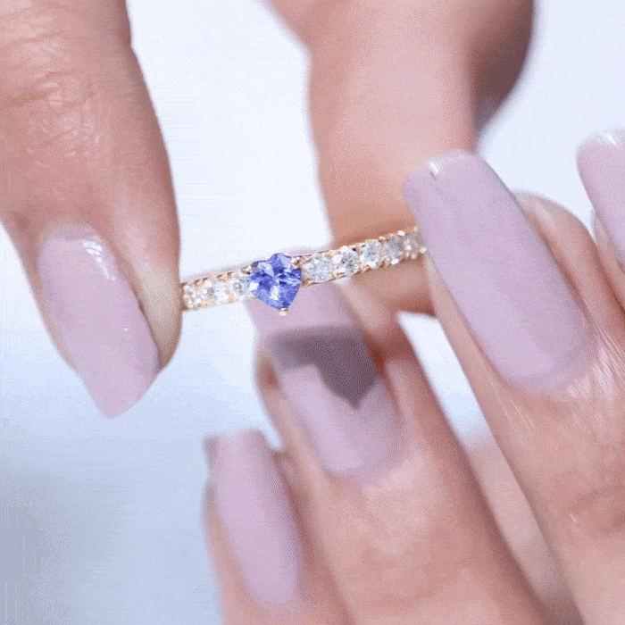 Natural Tanzanite Heart Proposal Ring with Diamond AAA - Rosec Jewels
